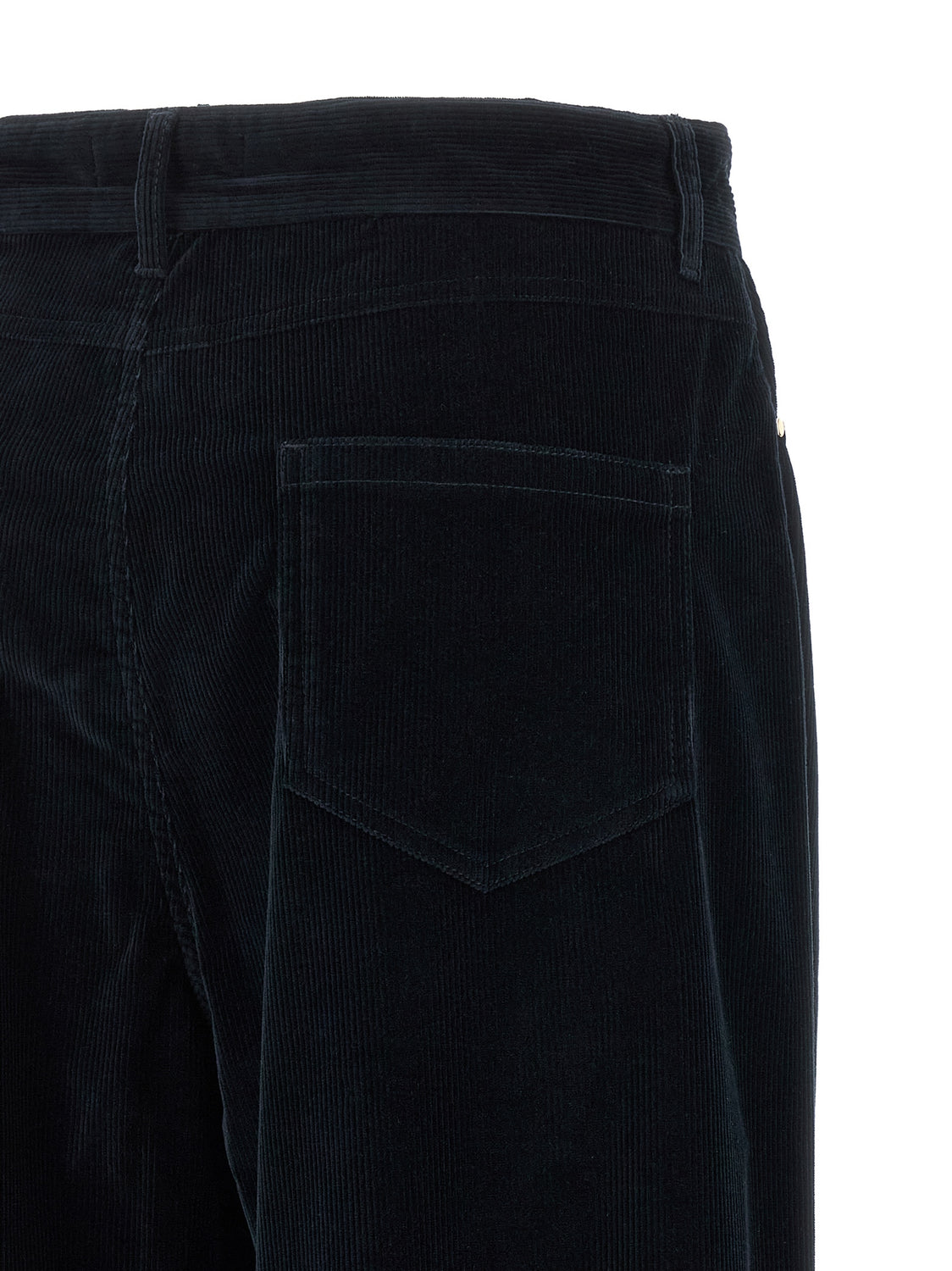 Blue Cotton Casual Pants