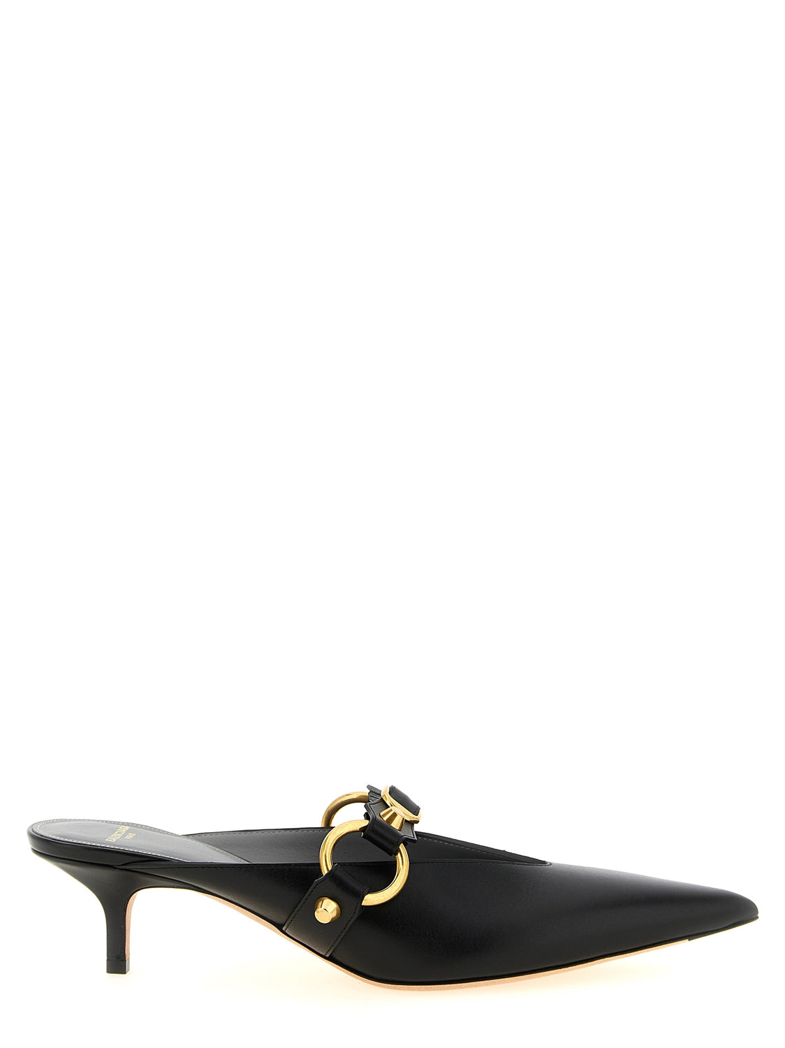 Black Calfskin Mid Heel Pumps