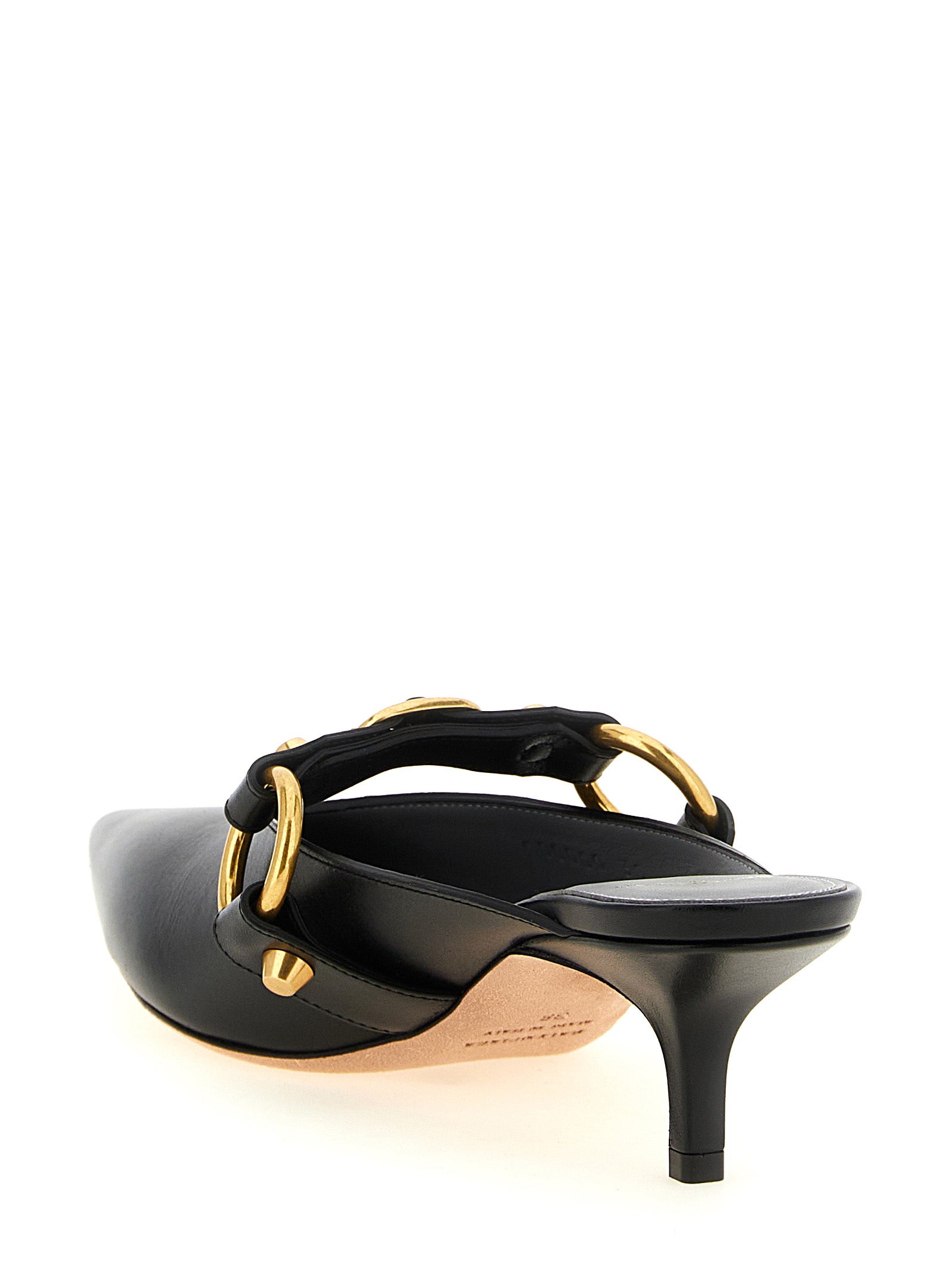 Black Calfskin Mid Heel Pumps