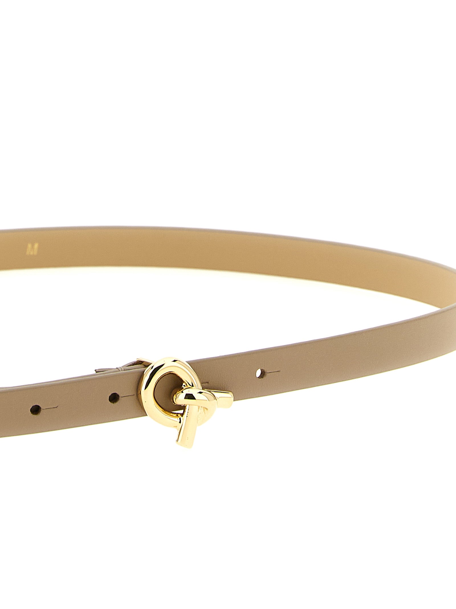 Beige Leather Thin Belt