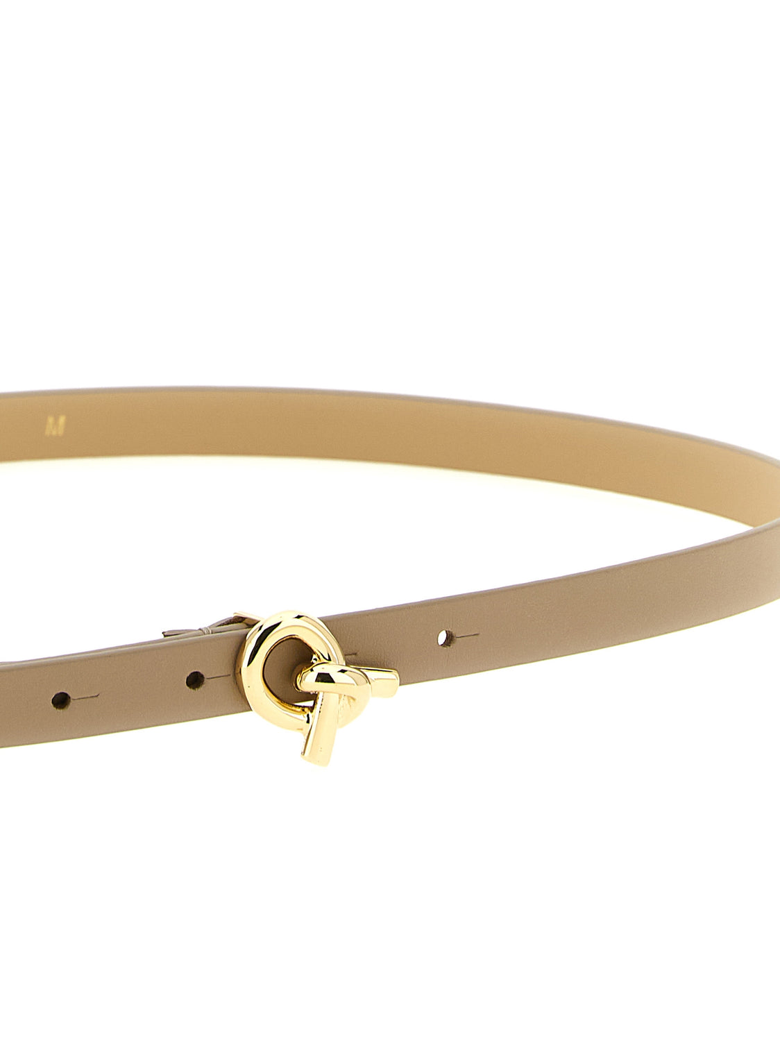 Beige Leather Thin Belt
