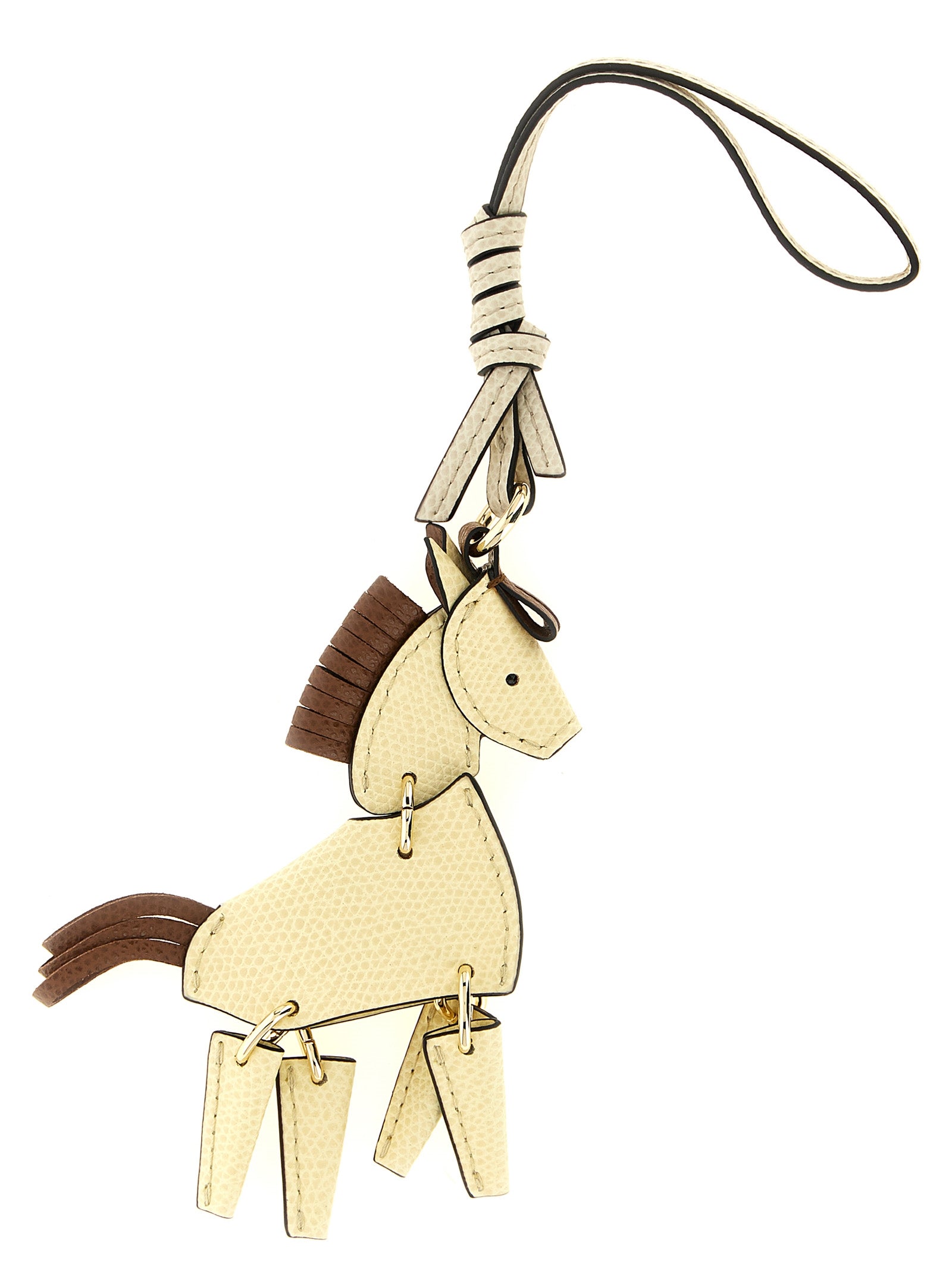 Beige Leather Keychain