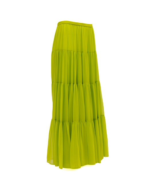 Lime Green Flowing Maxi Skirt