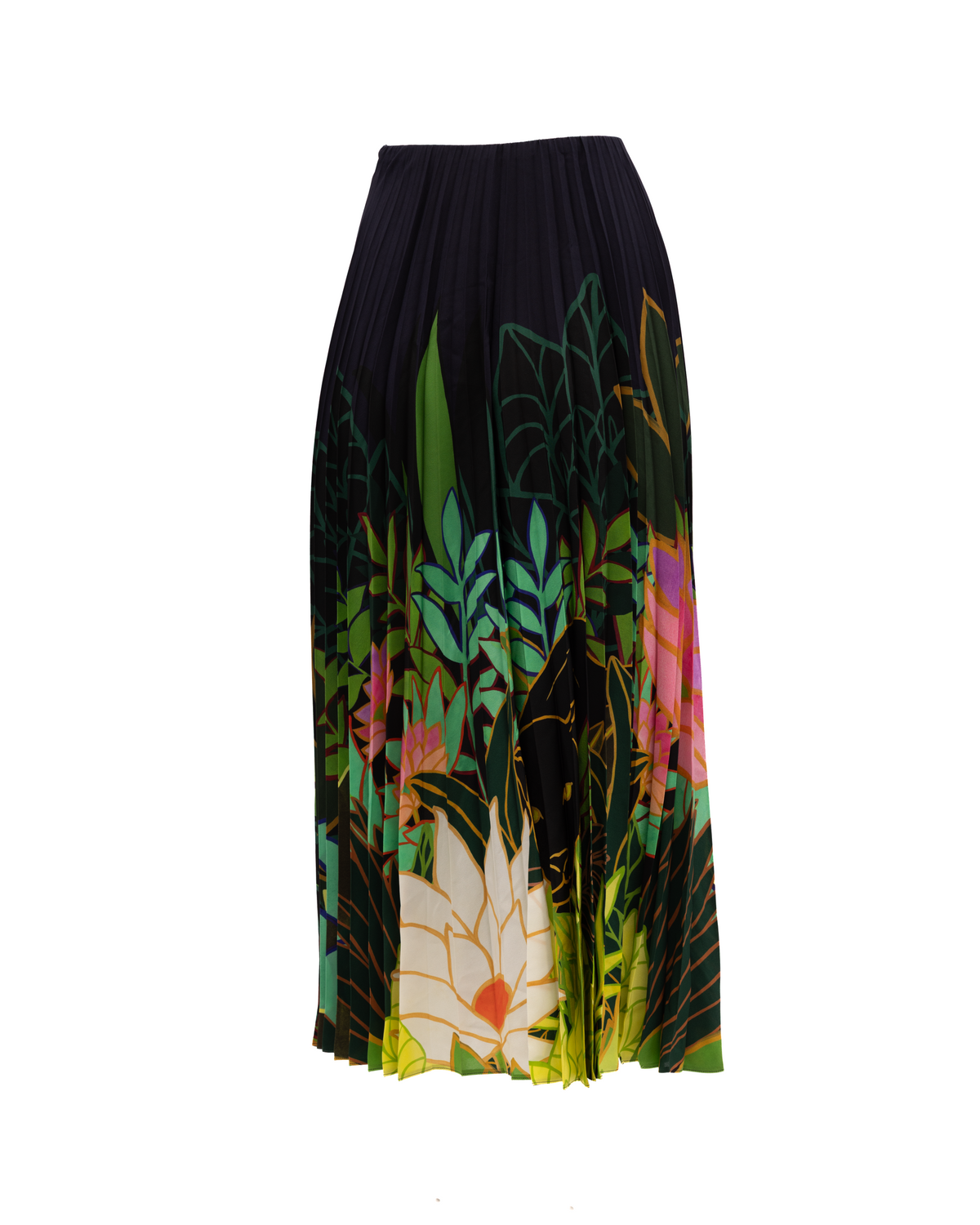 Pleated Floral Maxi Skirt