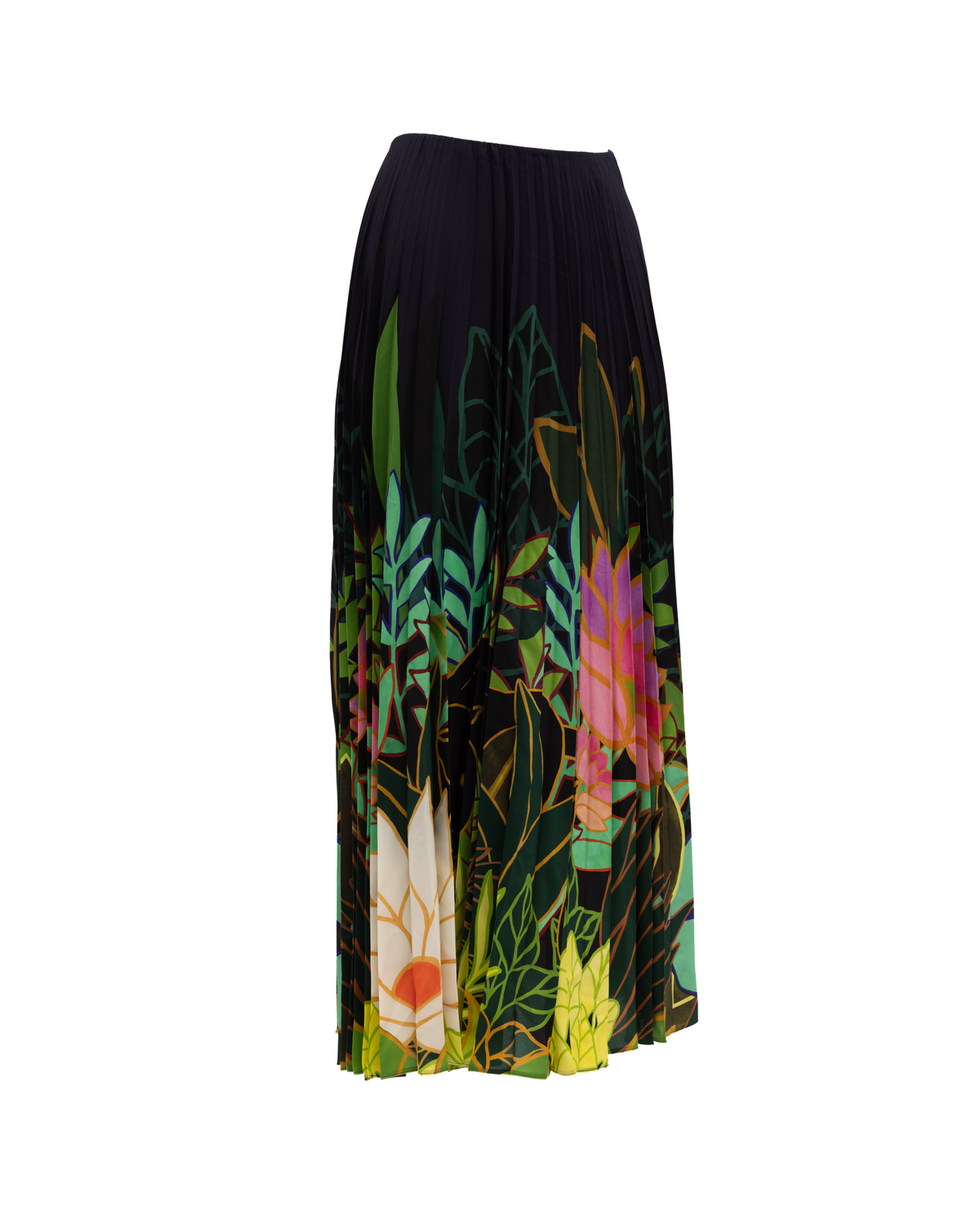 Pleated Floral Maxi Skirt