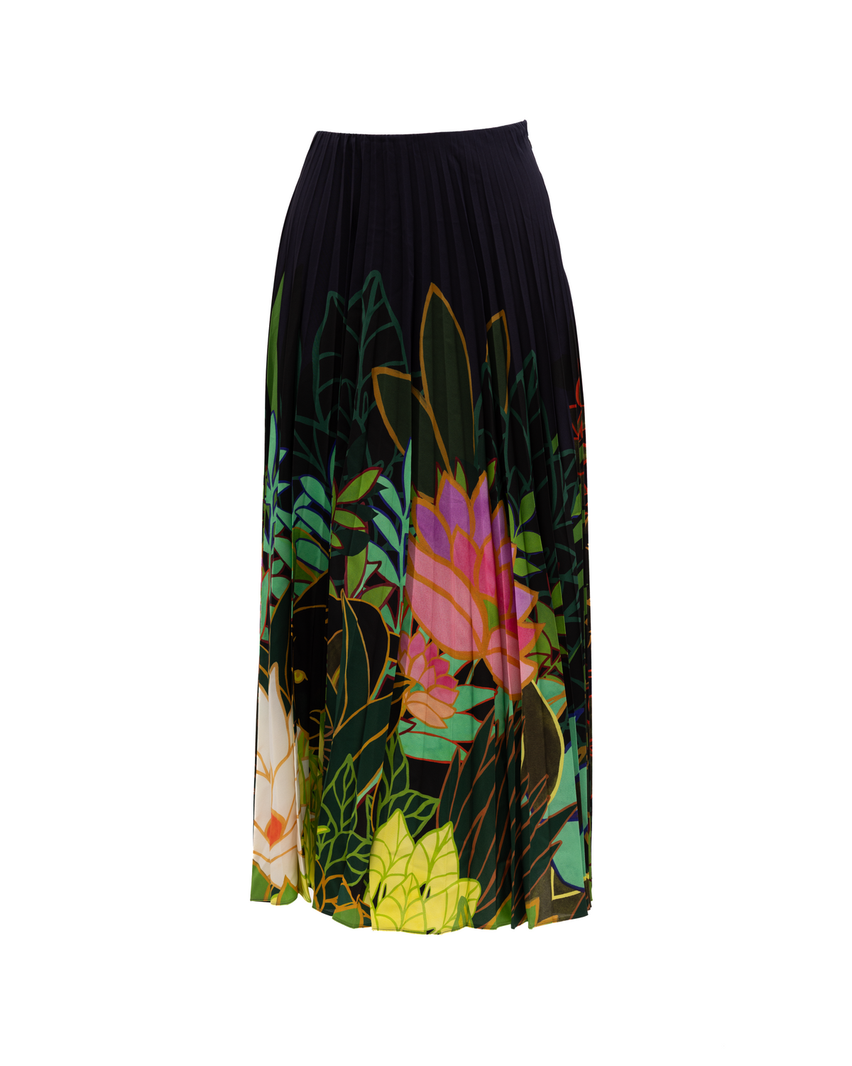Pleated Floral Maxi Skirt