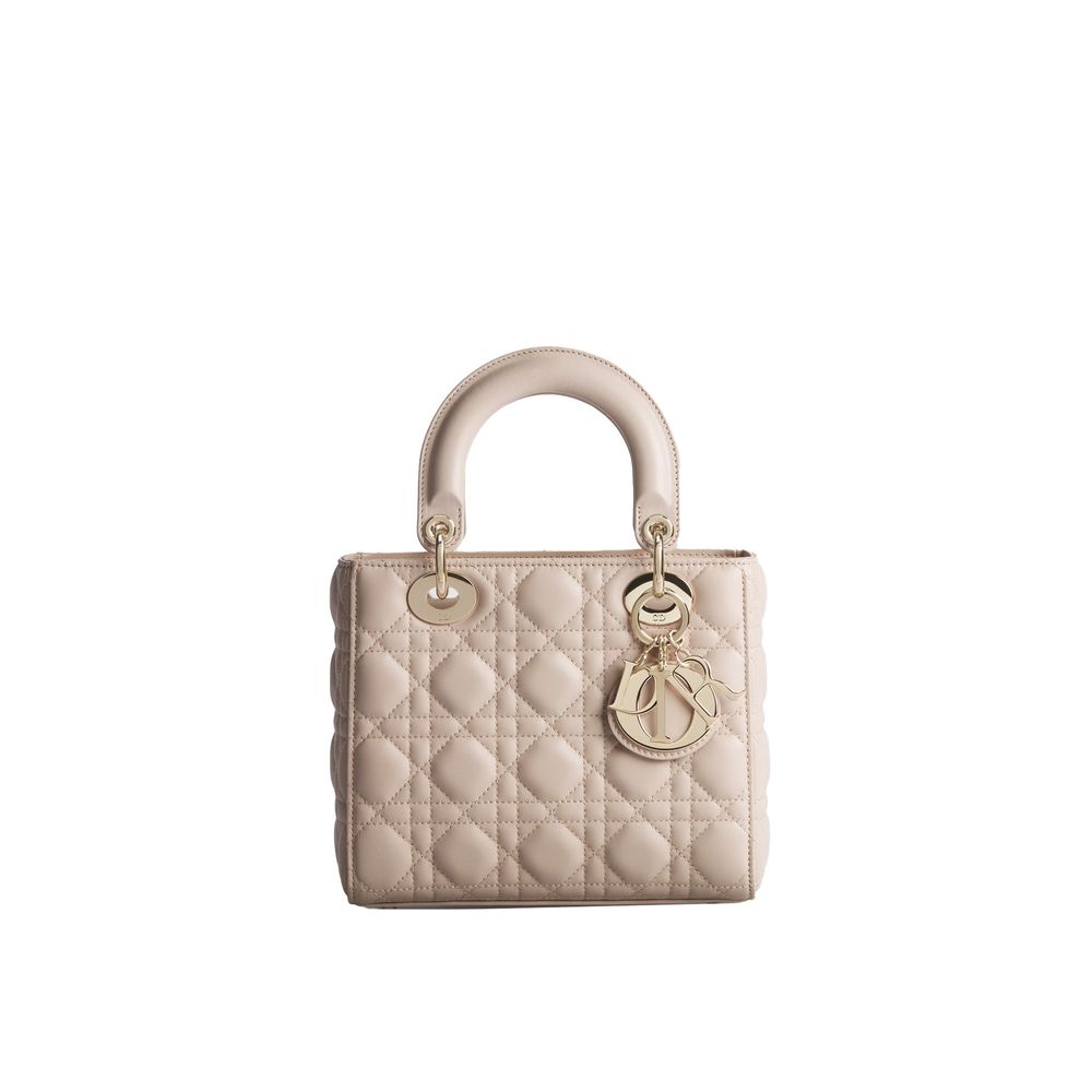 Beige Lamb Leather Handbag