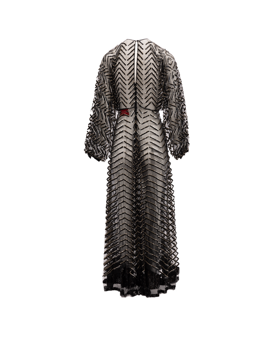 Black Embroidered Evening Dress