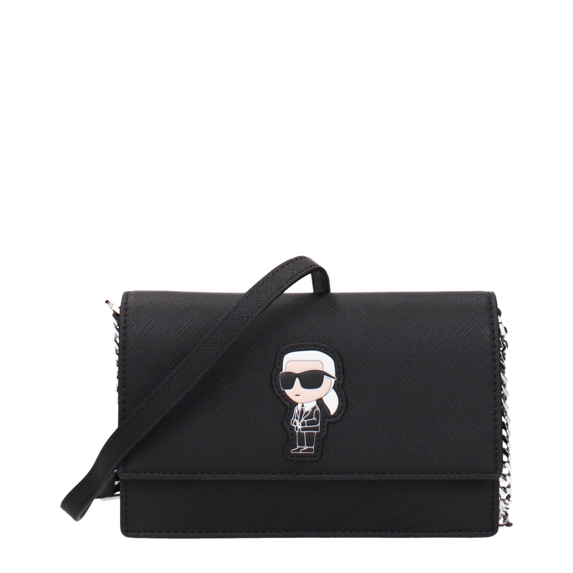 Black Polyethylene Crossbody Bag