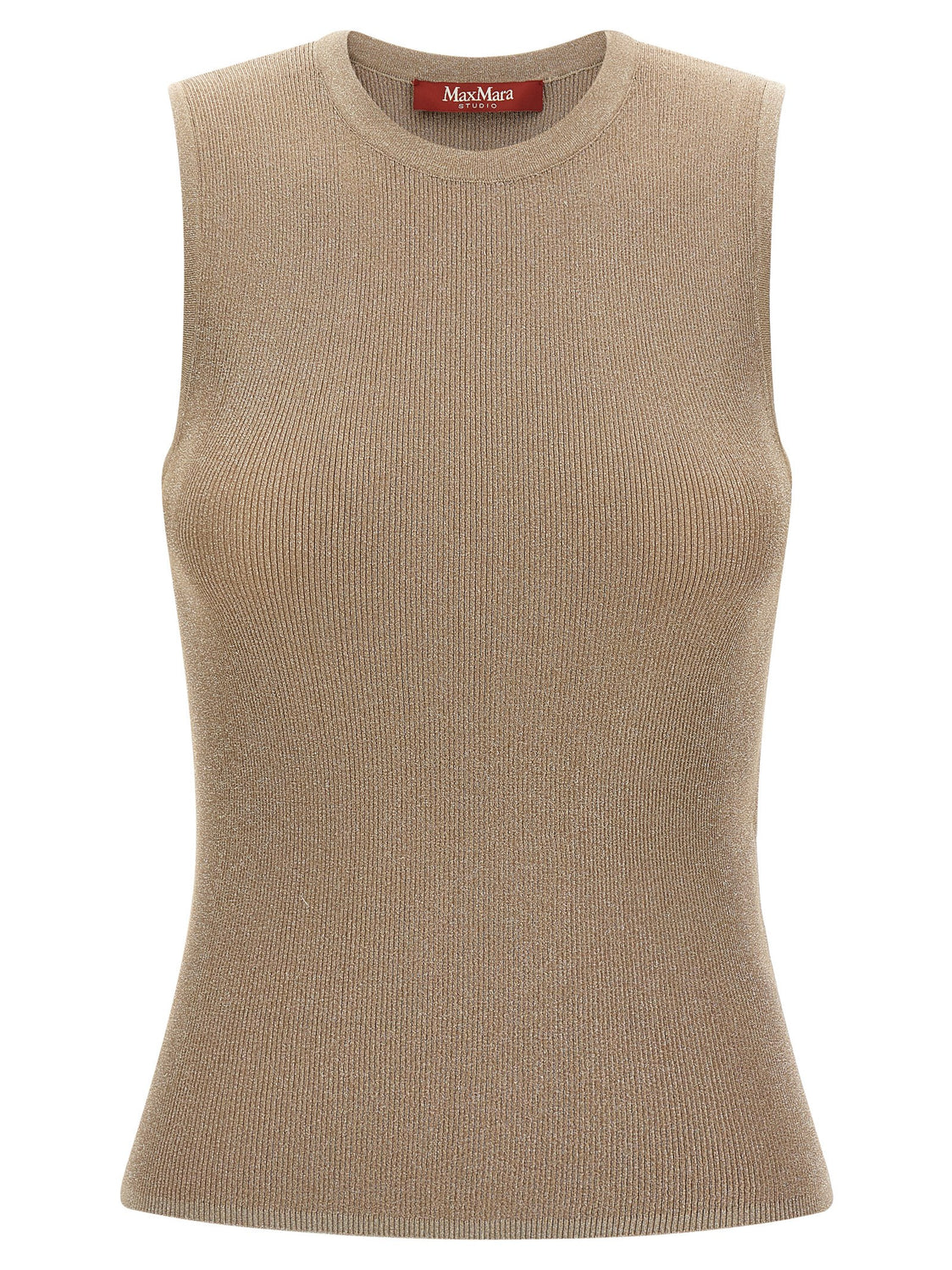 Beige Polyamide Sleeveles T-Shirt