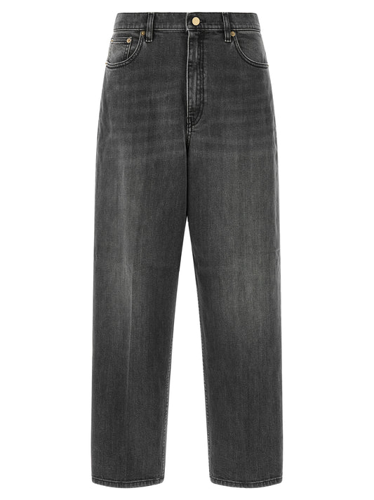 Gray Cotton Relaxed Fit Jeans