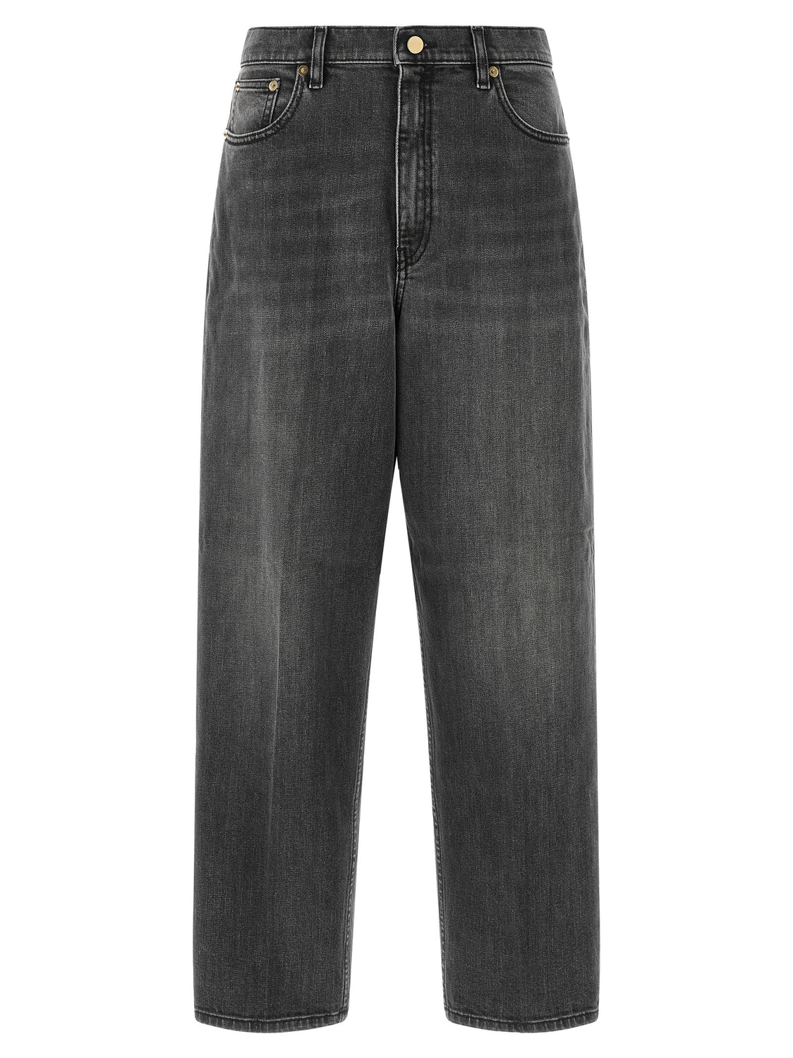 Gray Cotton Relaxed Fit Jeans