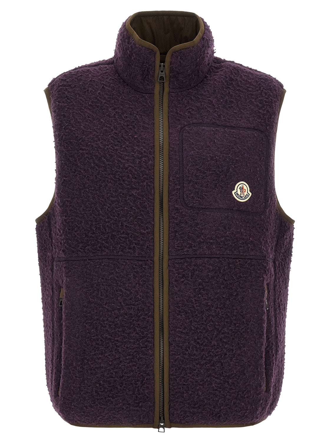 Purple Polyester Sleeveless Jacket