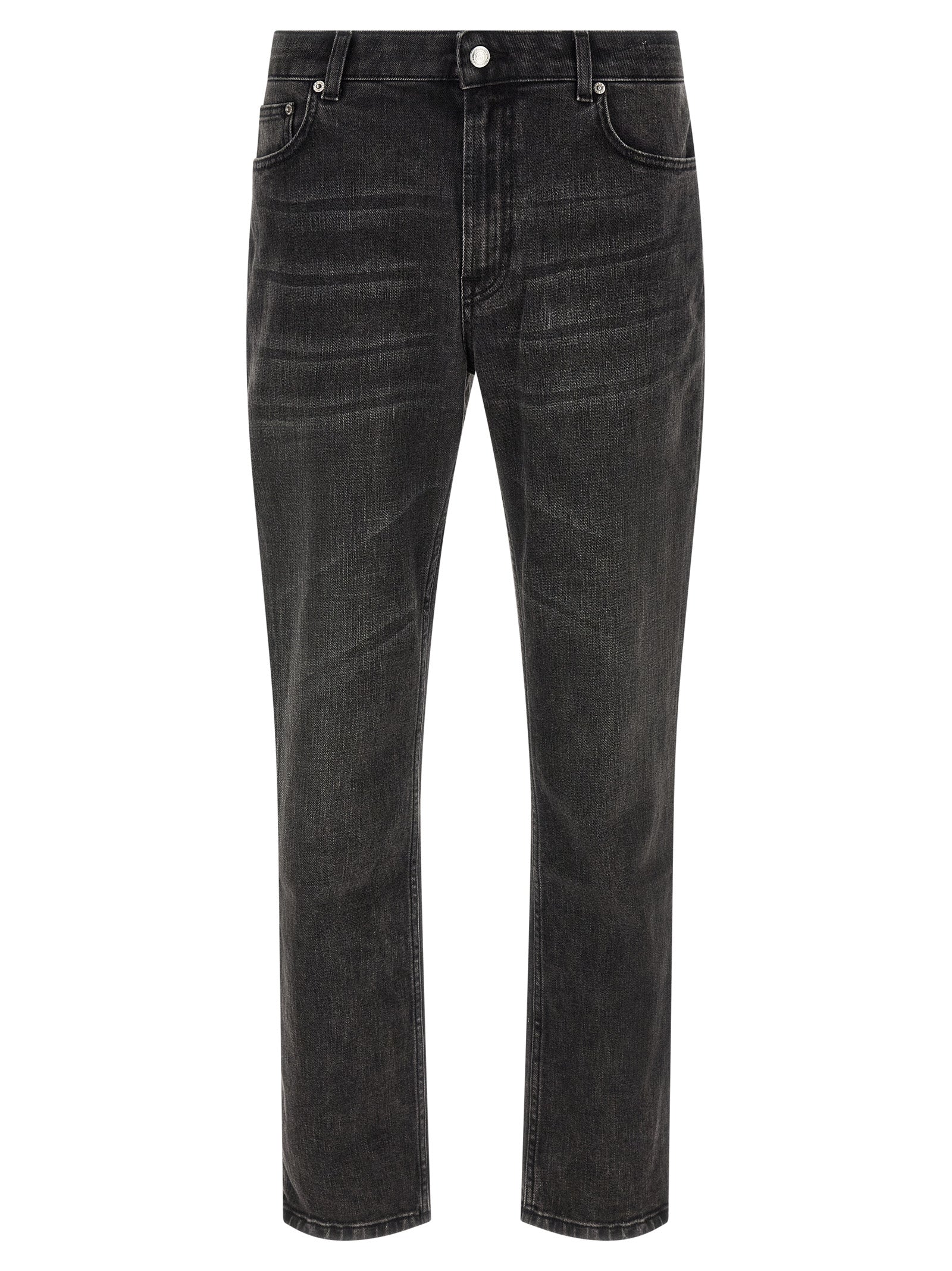 Black Cotton Straight-Leg Jeans