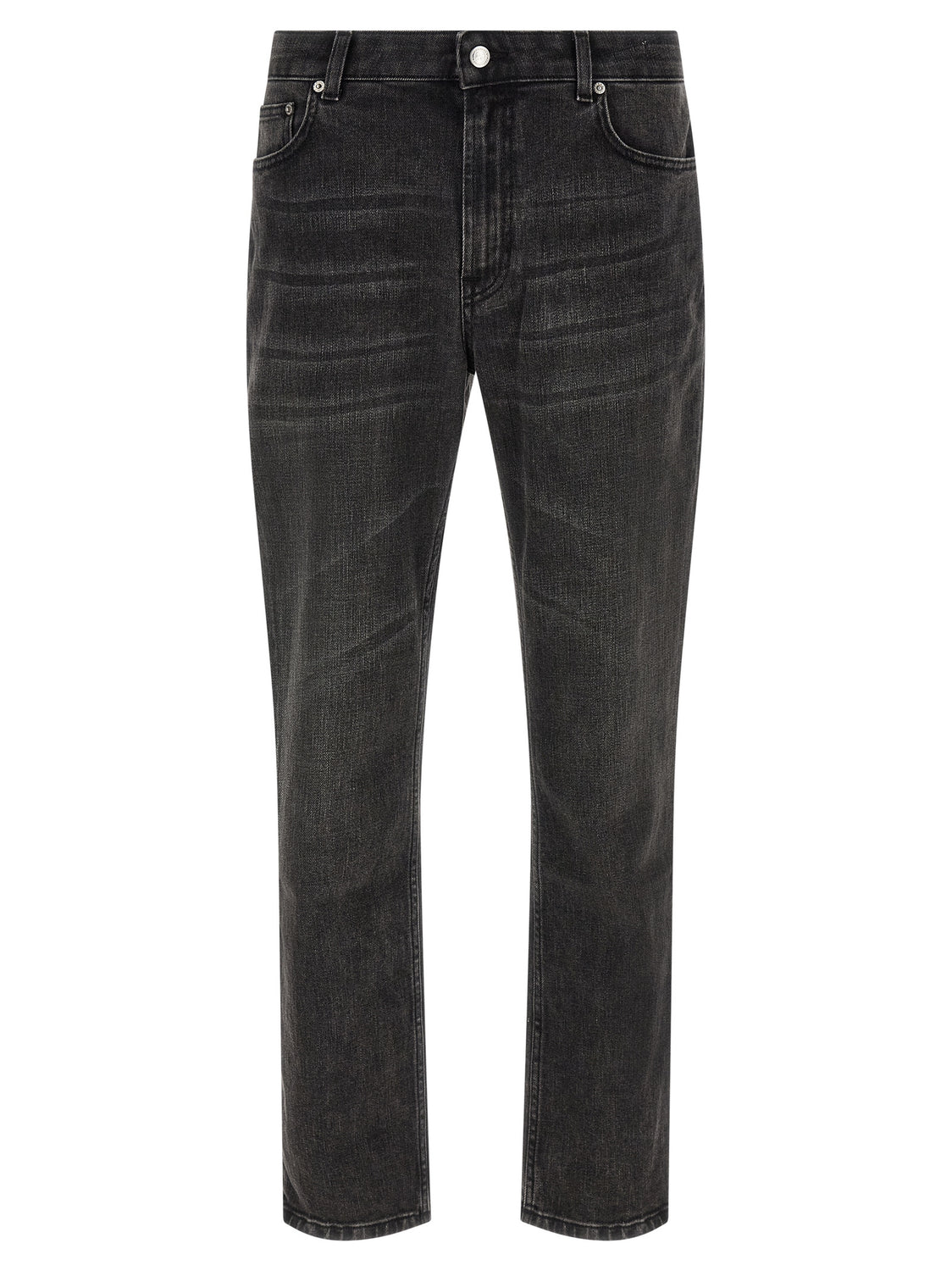 Black Cotton Straight-Leg Jeans