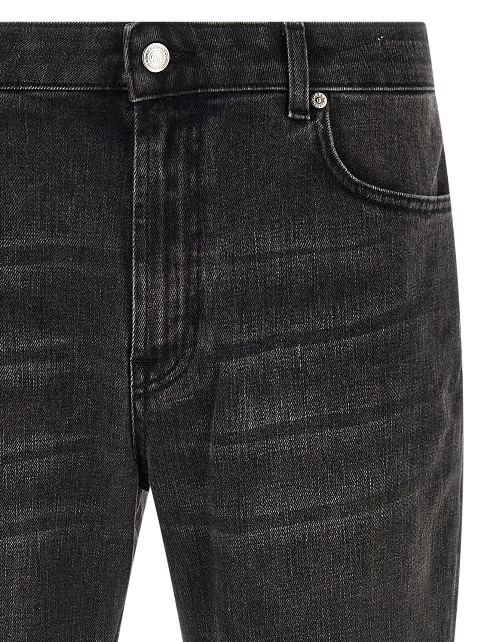 Black Cotton Straight-Leg Jeans