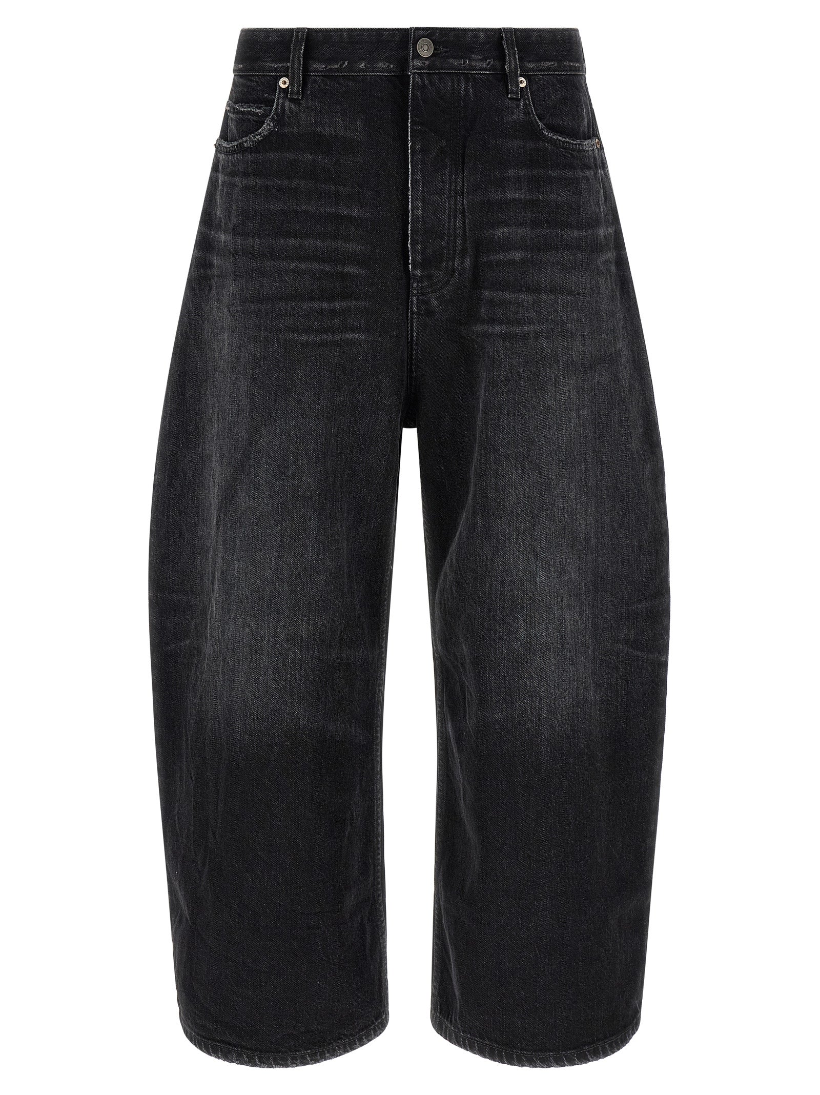 Black Cotton Cropped Jeans