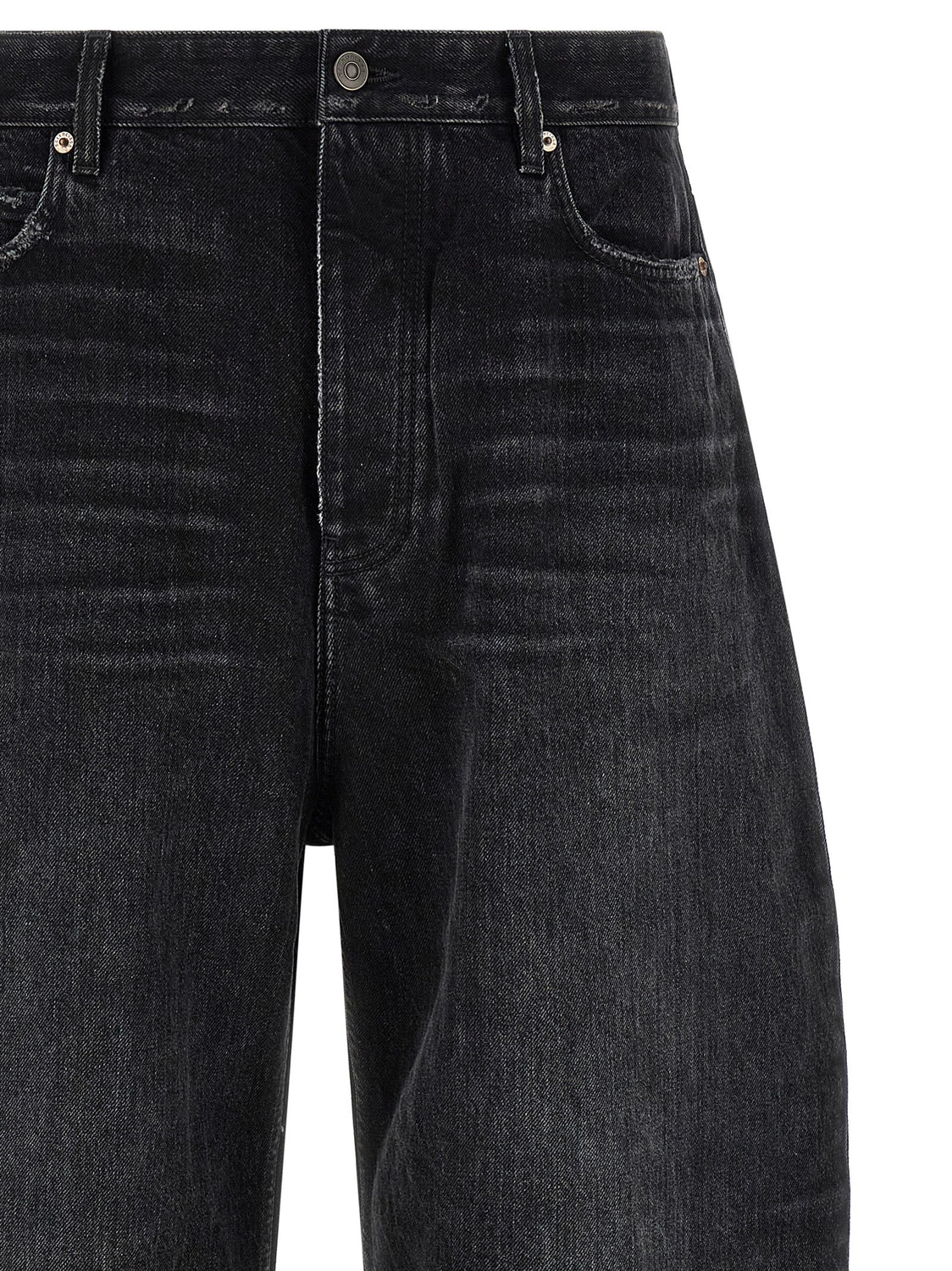Black Cotton Cropped Jeans