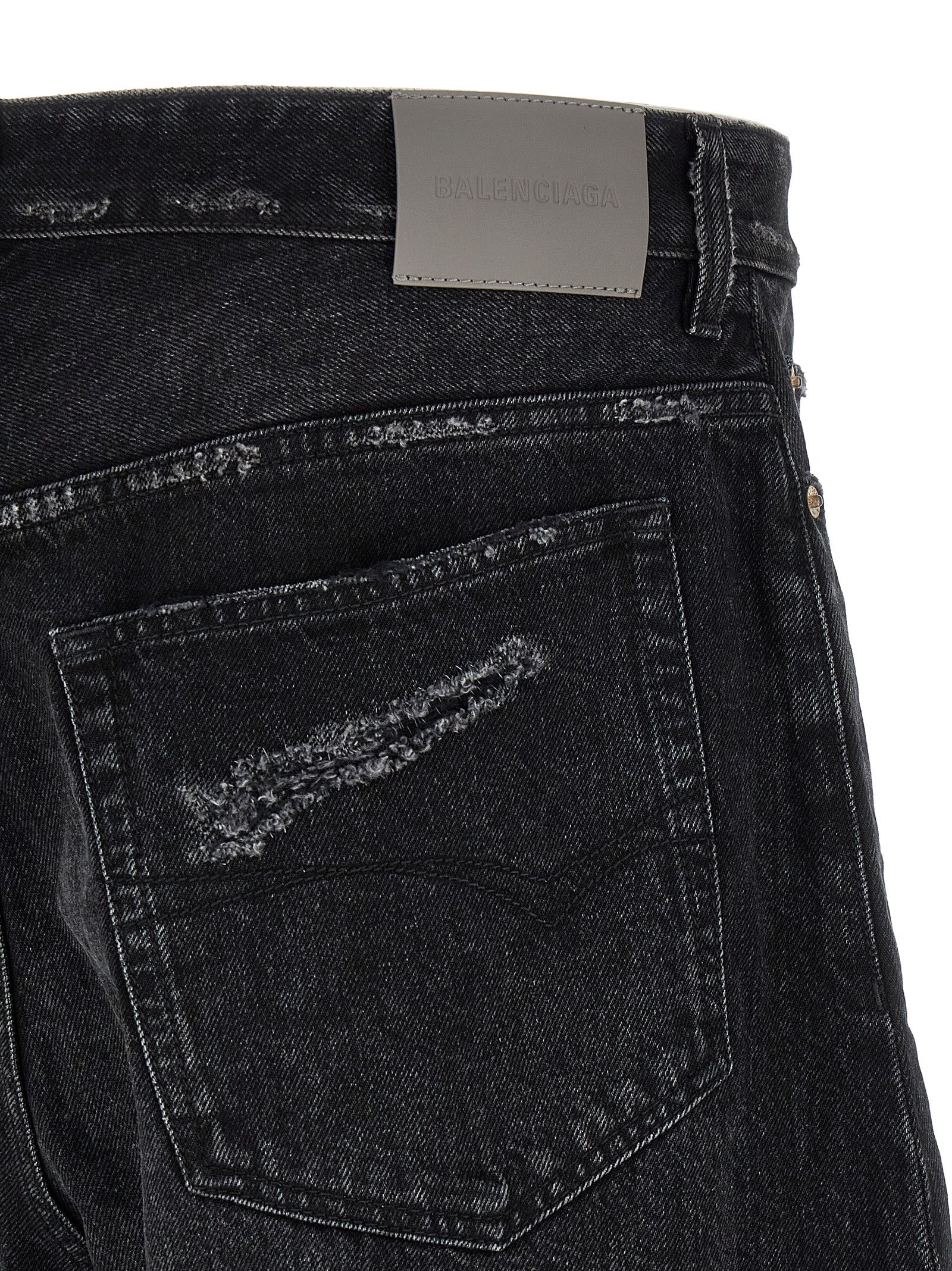 Black Cotton Cropped Jeans