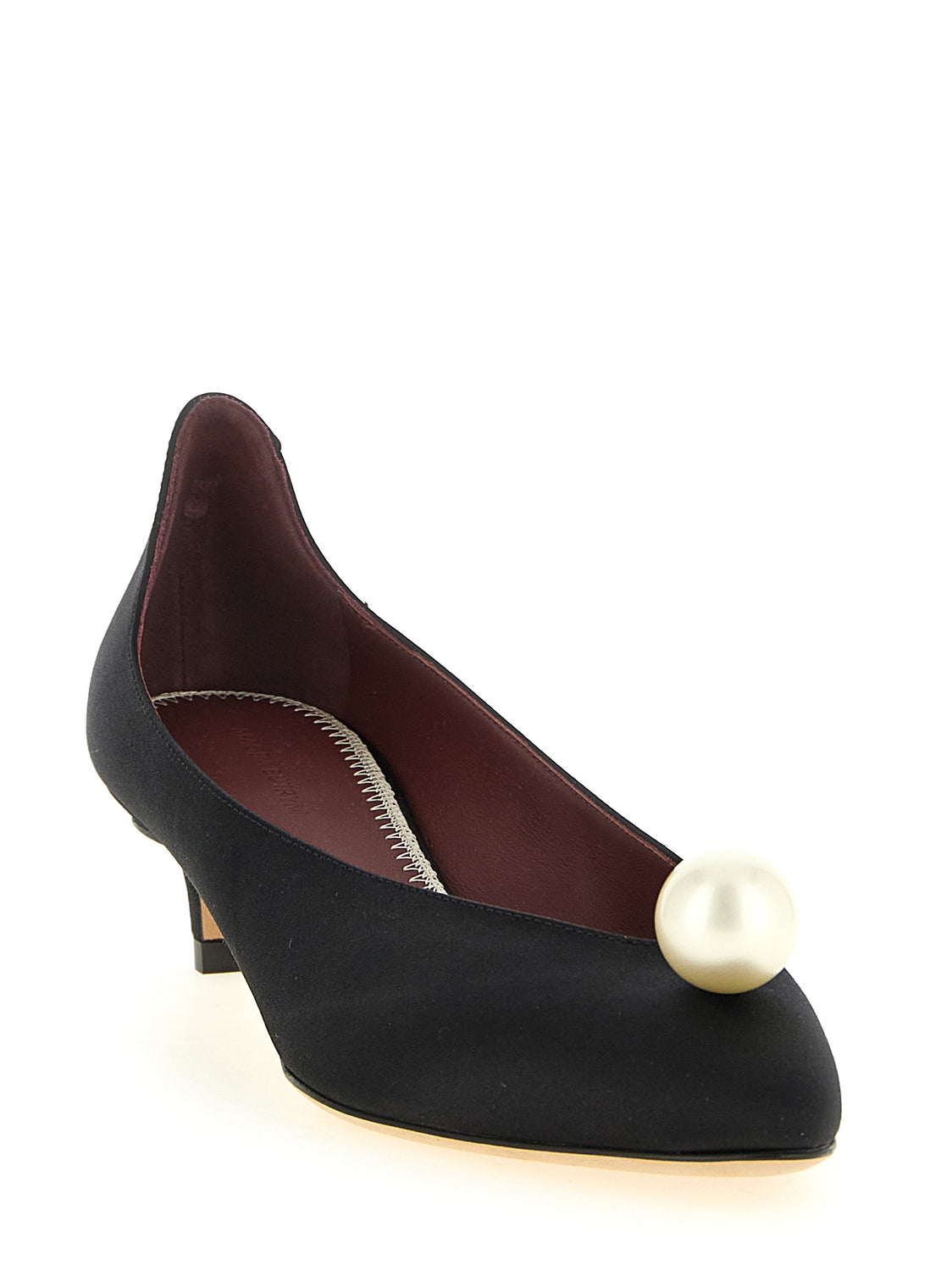 Black Viscose Mid Heel Pumps