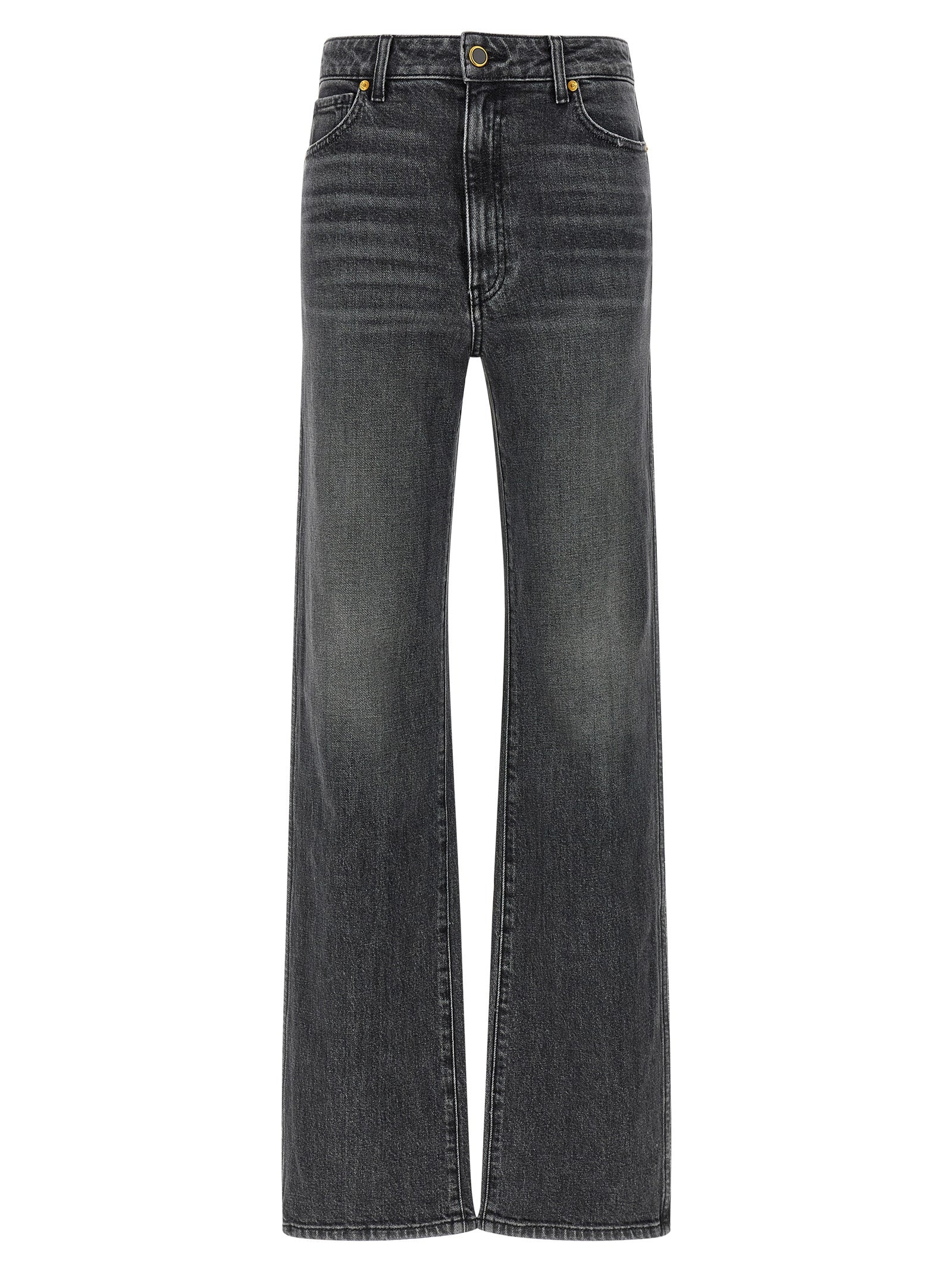 Gray Cotton Straight-Leg Jeans