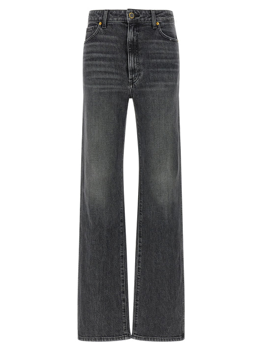 Gray Cotton Straight-Leg Jeans
