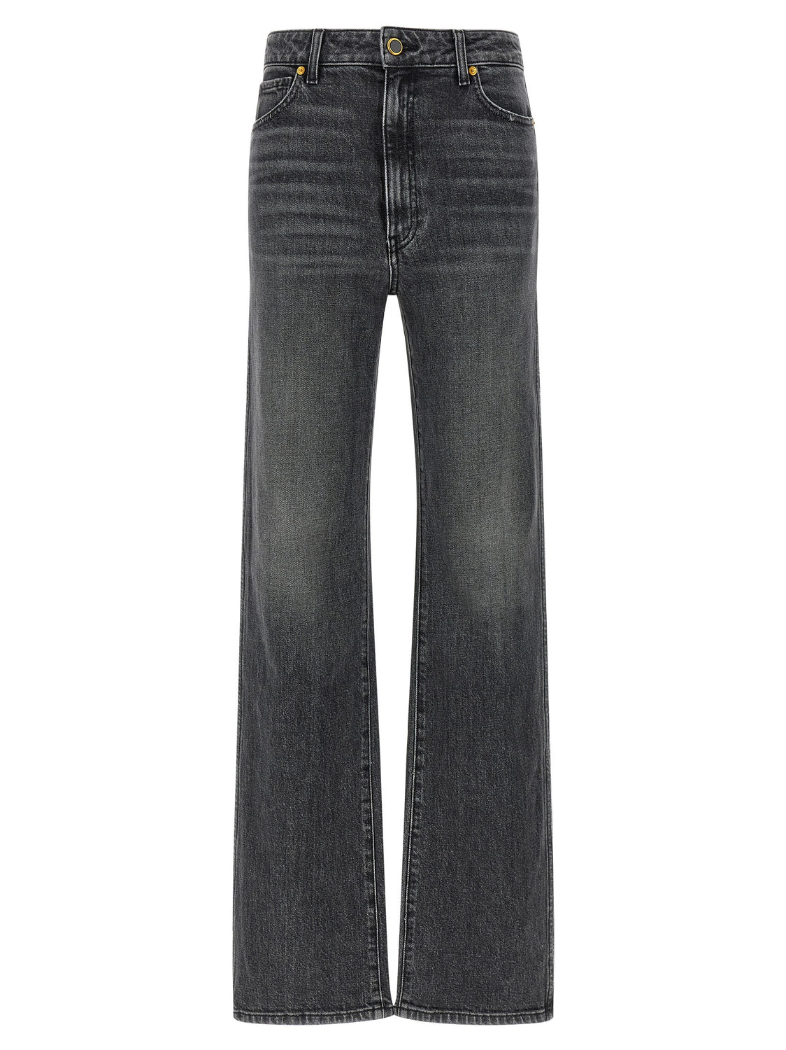 Gray Cotton Straight-Leg Jeans