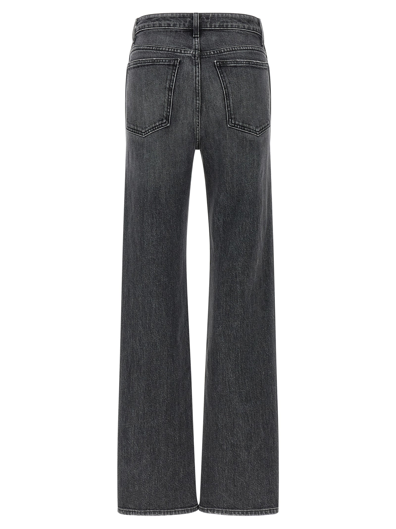 Gray Cotton Straight-Leg Jeans