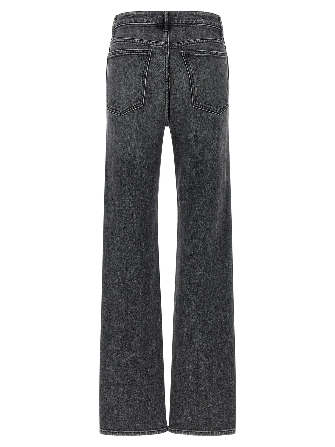 Gray Cotton Straight-Leg Jeans