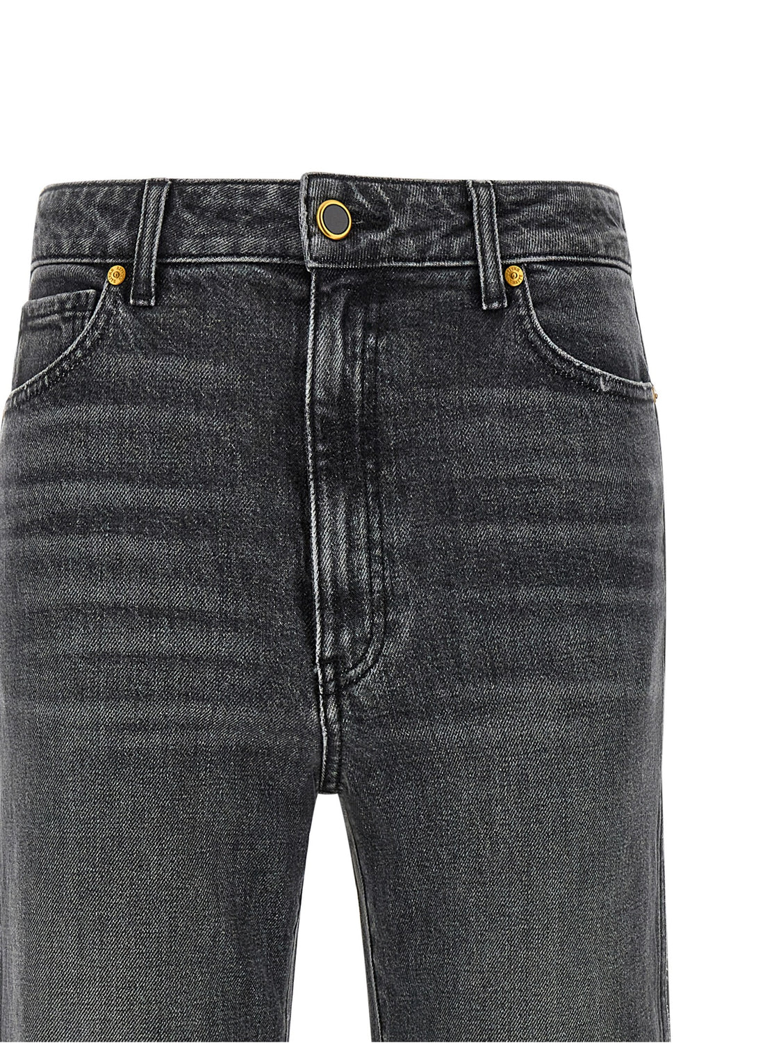 Gray Cotton Straight-Leg Jeans