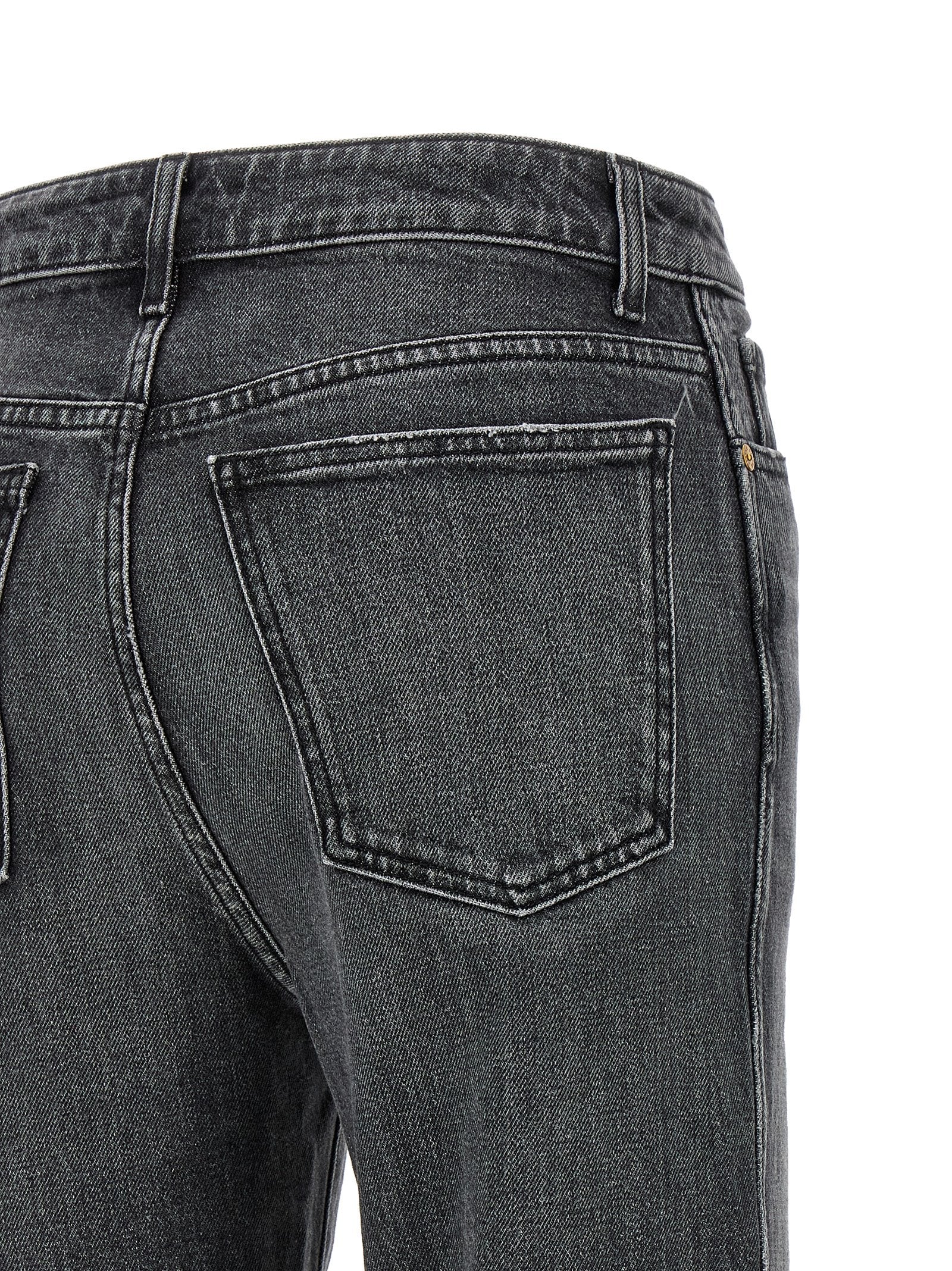 Gray Cotton Straight-Leg Jeans