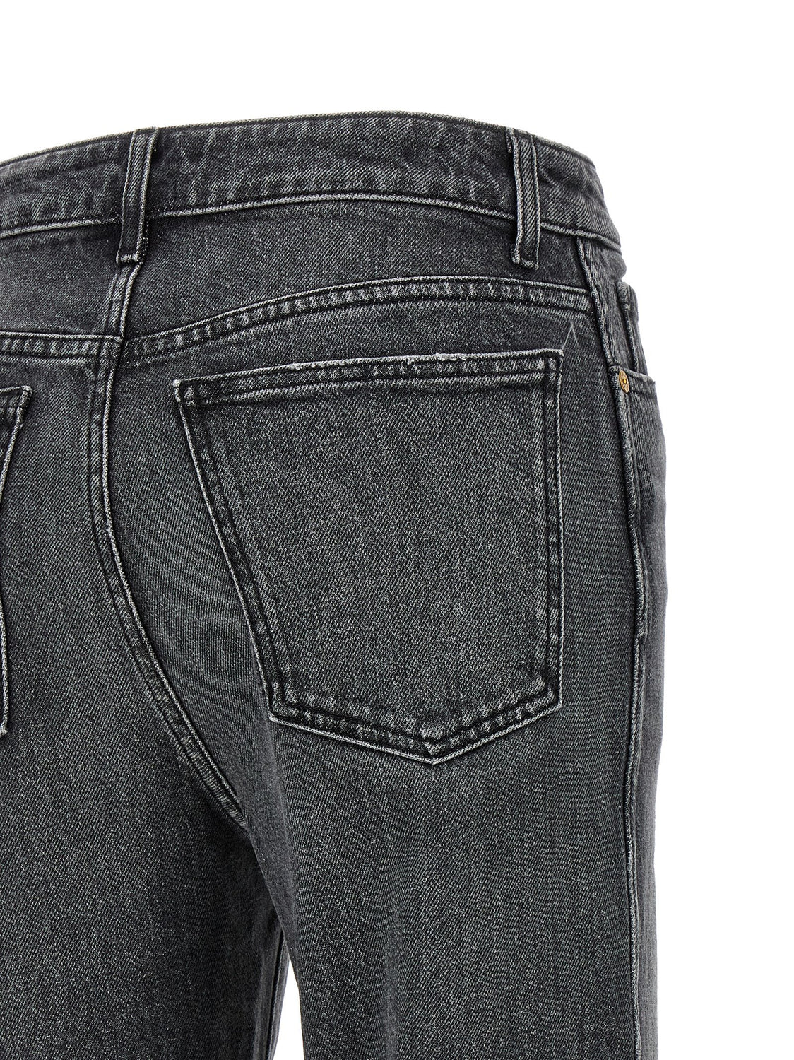 Gray Cotton Straight-Leg Jeans