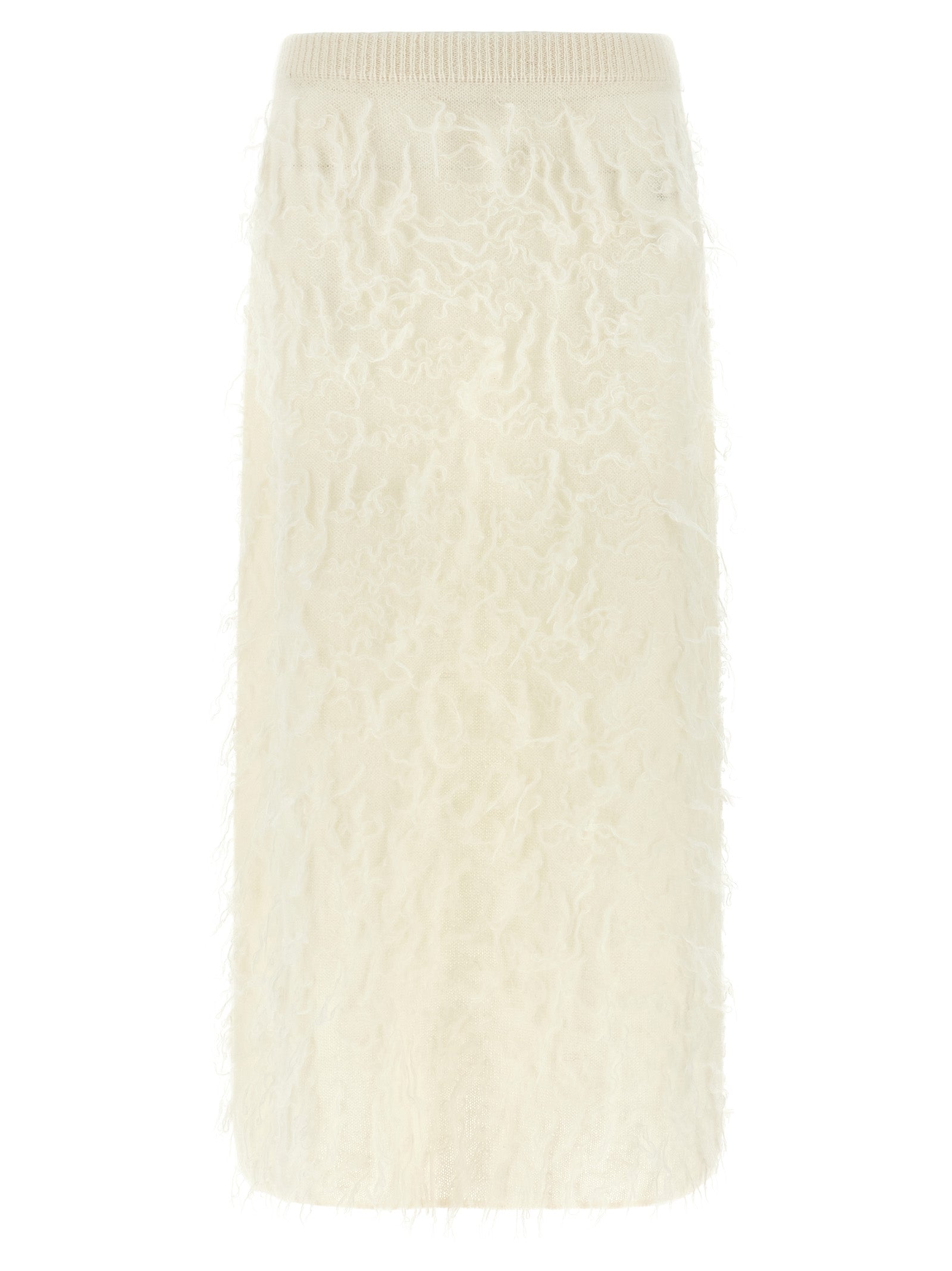 White Fabric Midi Skirt