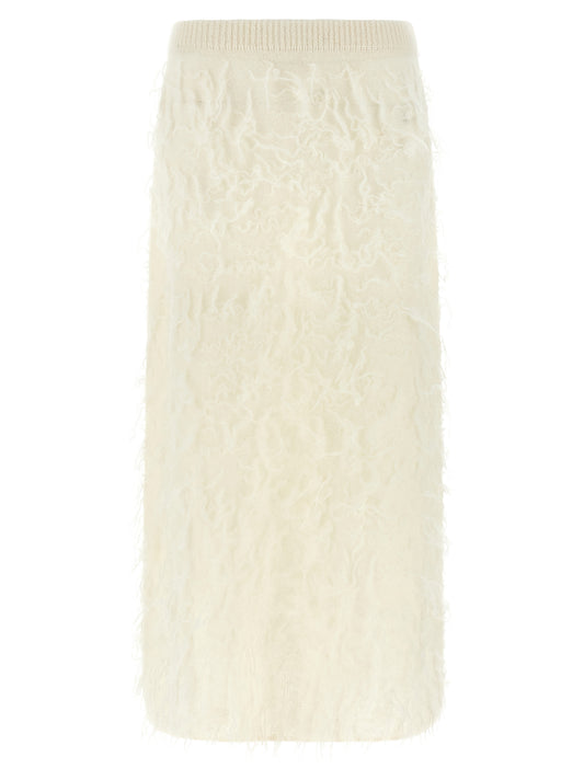 White Fabric Midi Skirt