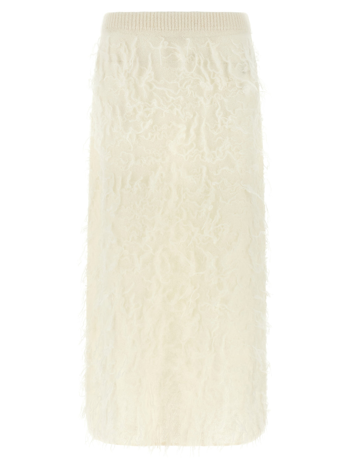 White Fabric Midi Skirt