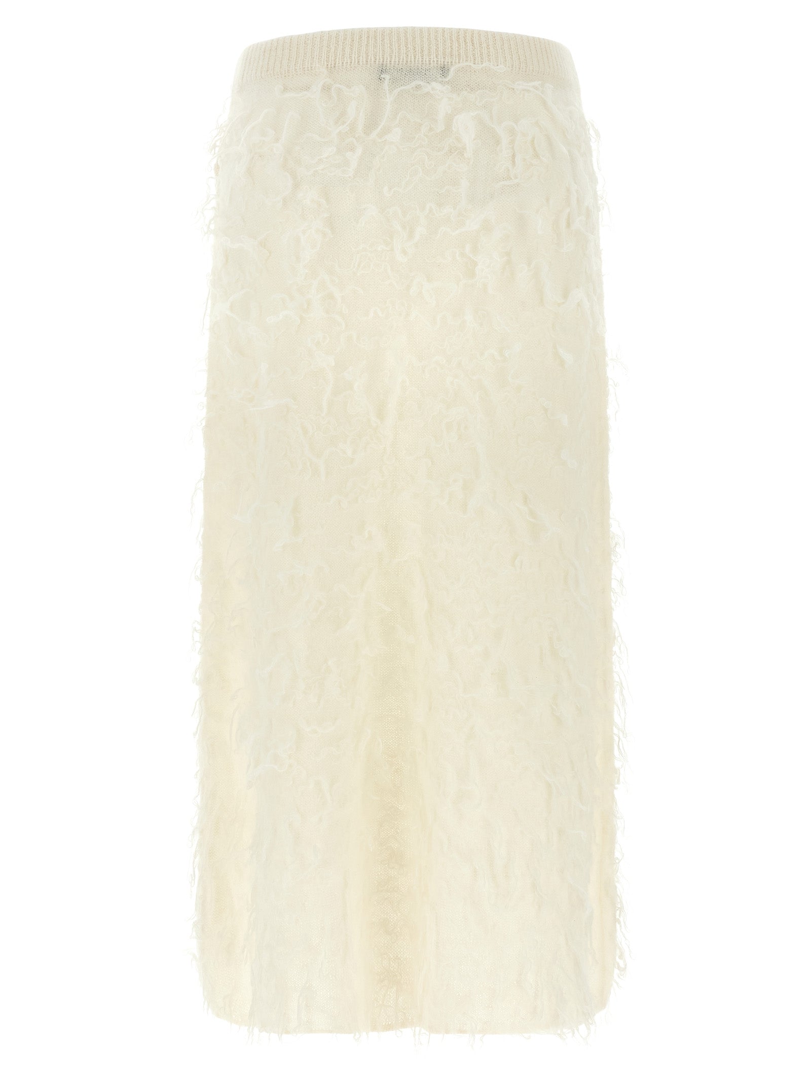 White Fabric Midi Skirt