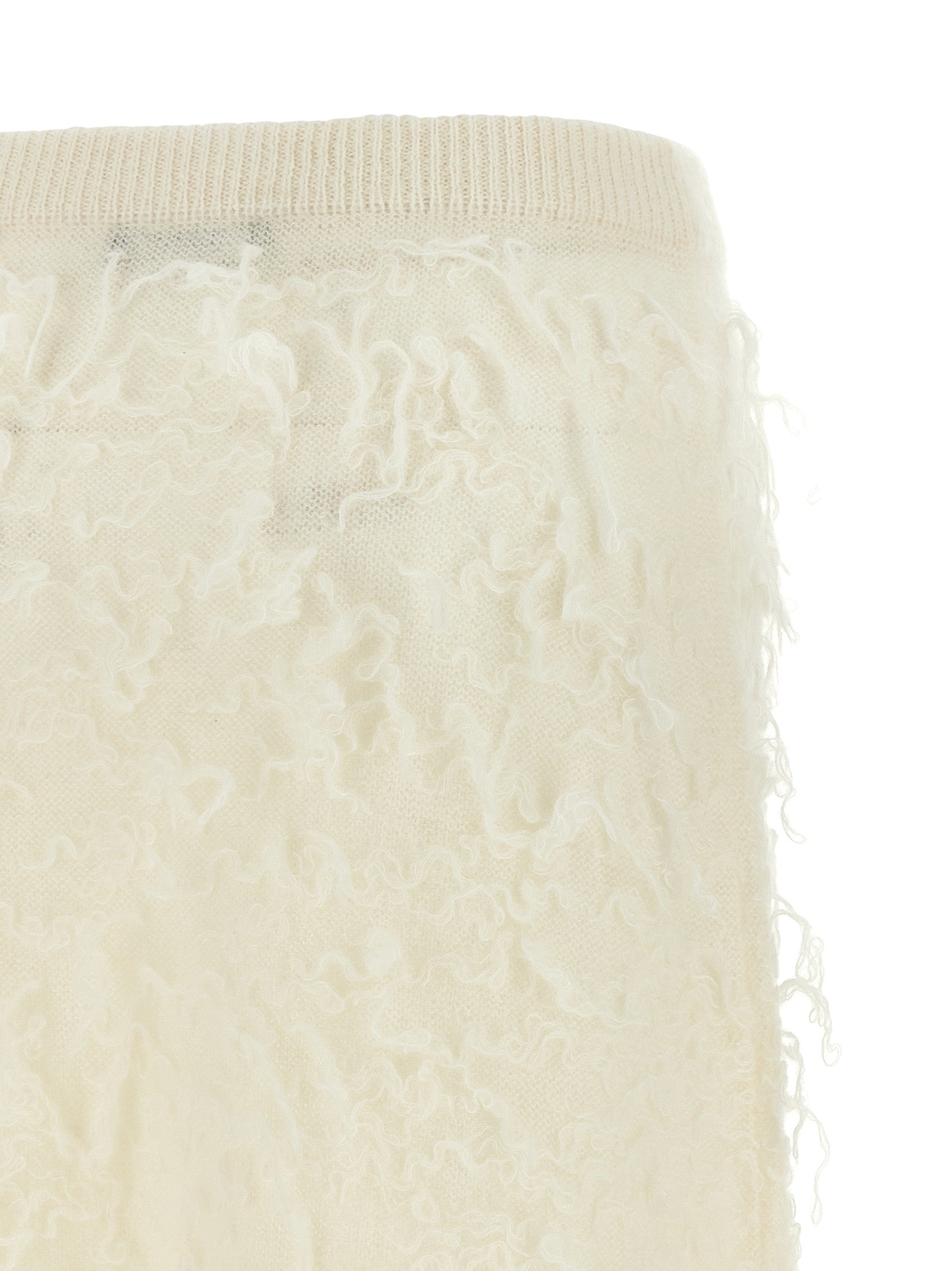 White Fabric Midi Skirt