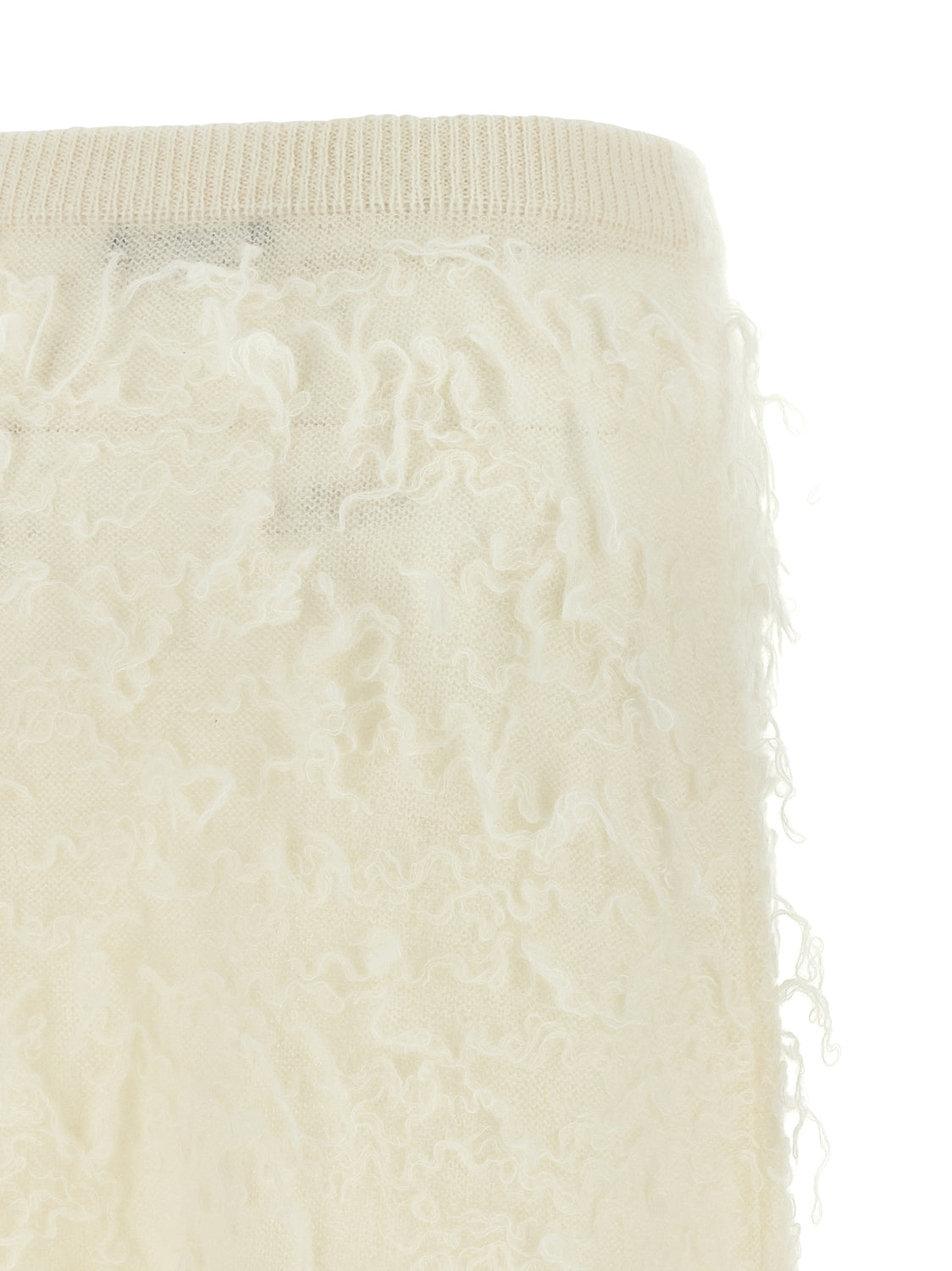 White Fabric Midi Skirt