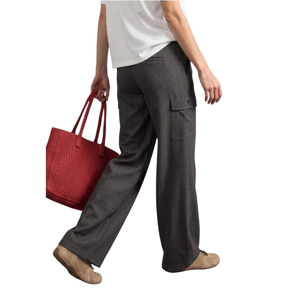Brown Polyester Cargo Pants