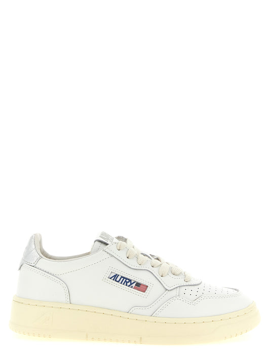 Silver Cowhide Low Top Sneakers