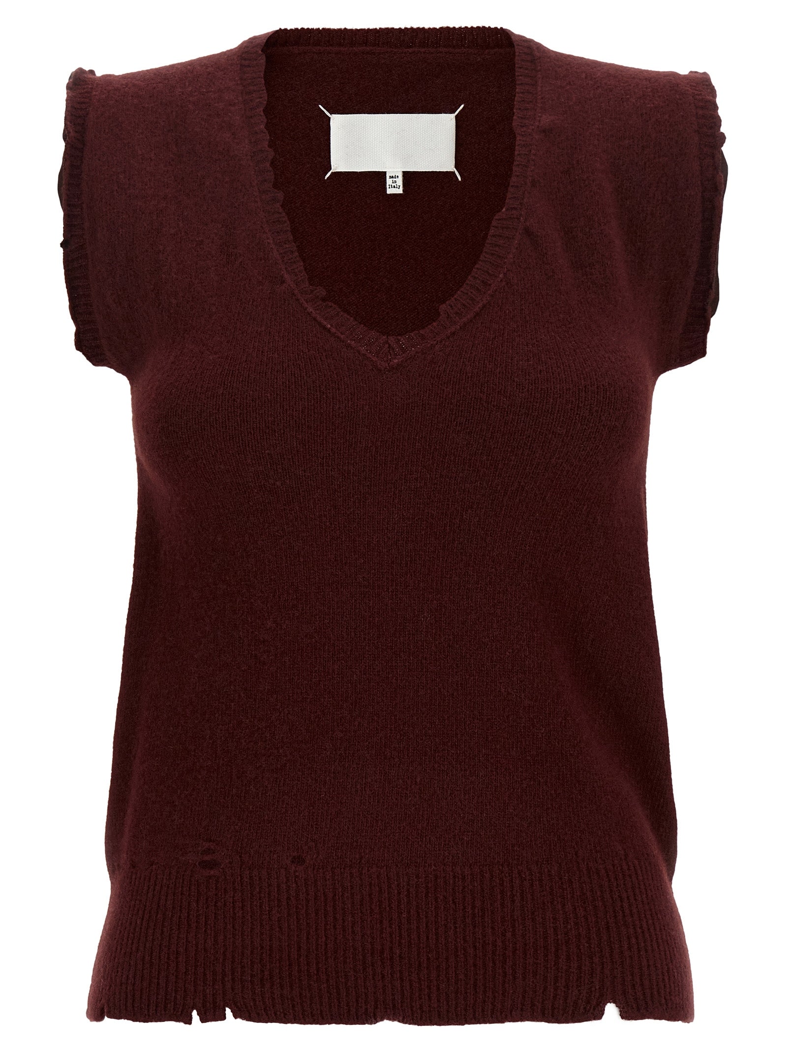 Bordeaux Virgin Wool Sleeveless Jacket