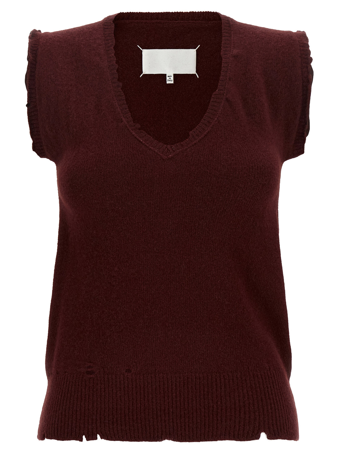 Bordeaux Virgin Wool Sleeveless Jacket