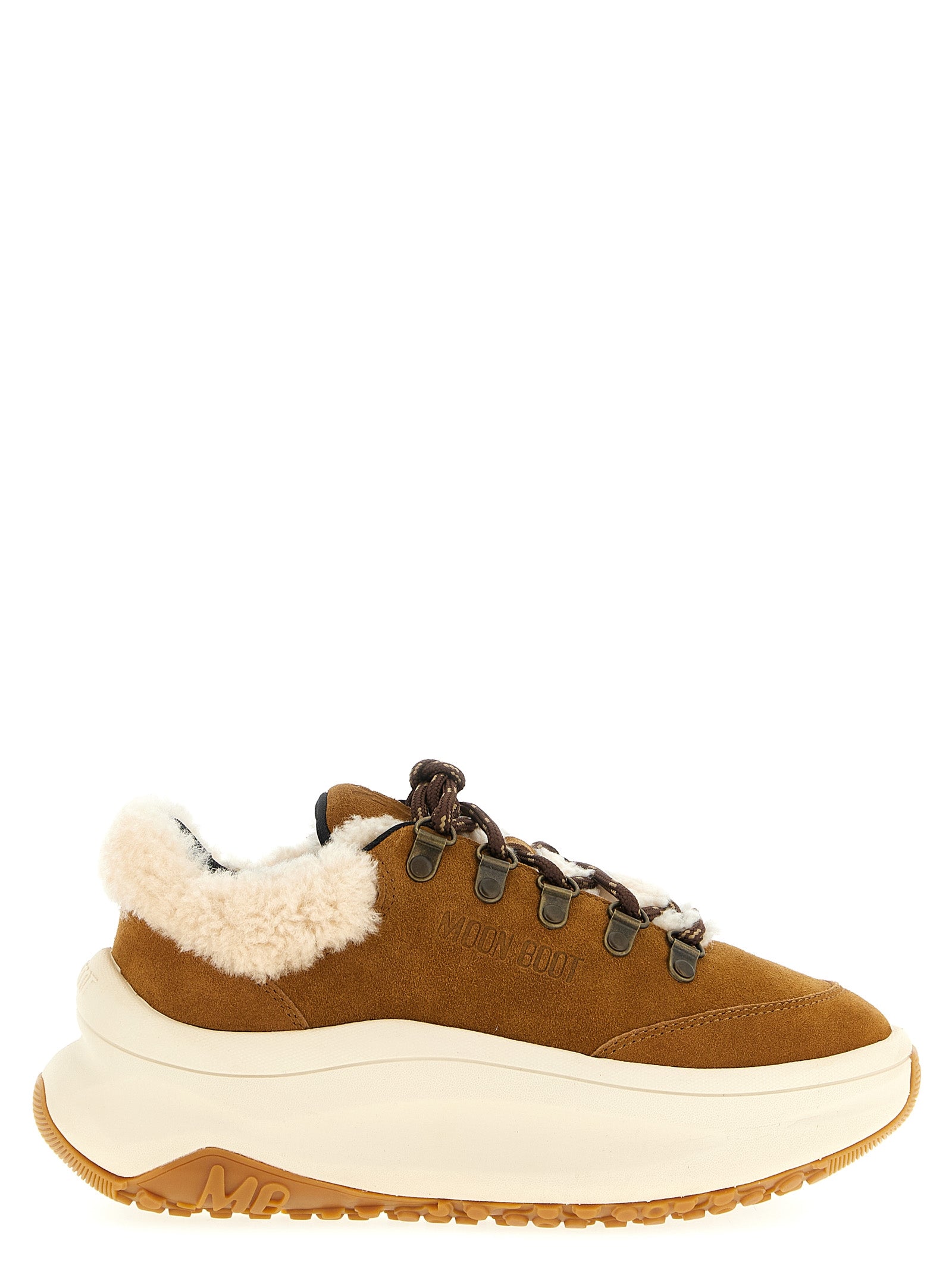 Beige Leather Chunky Sneakers