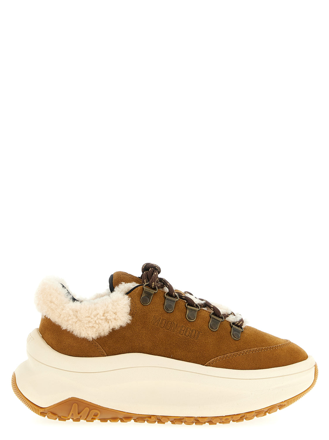 Beige Leather Chunky Sneakers
