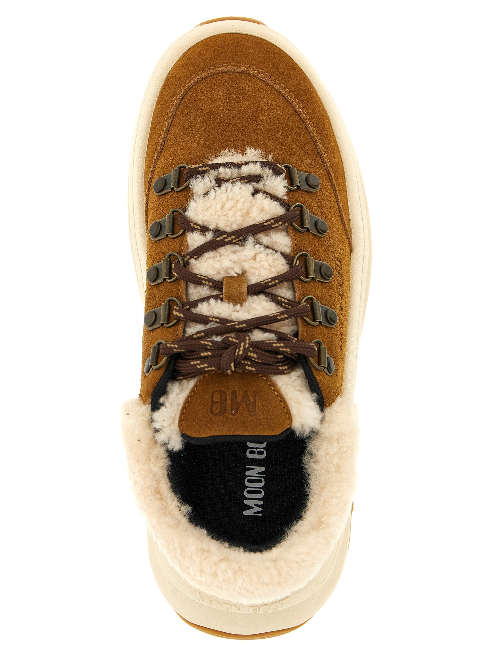 Beige Leather Chunky Sneakers