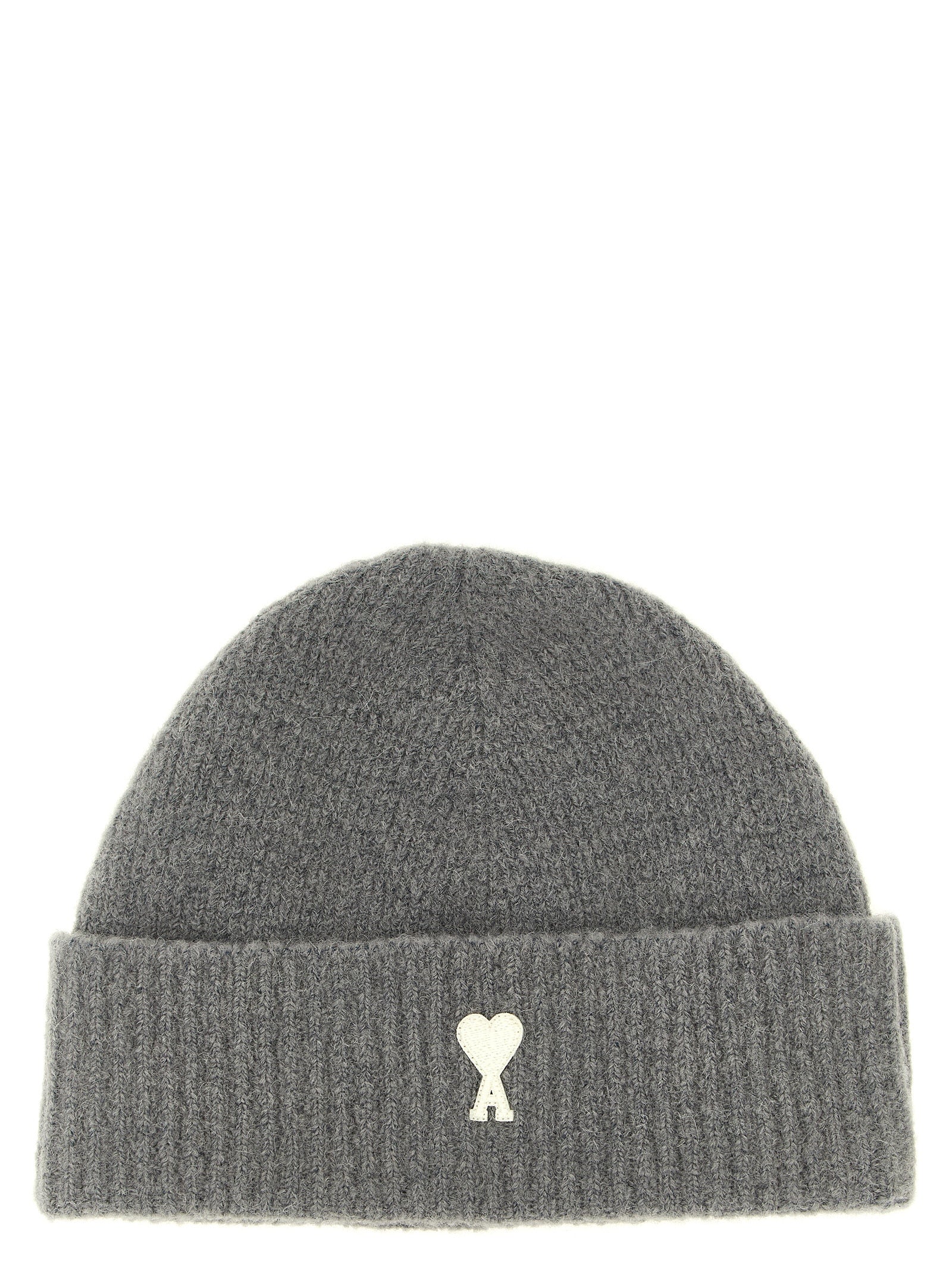 Gray Alpaca Leather Beanie