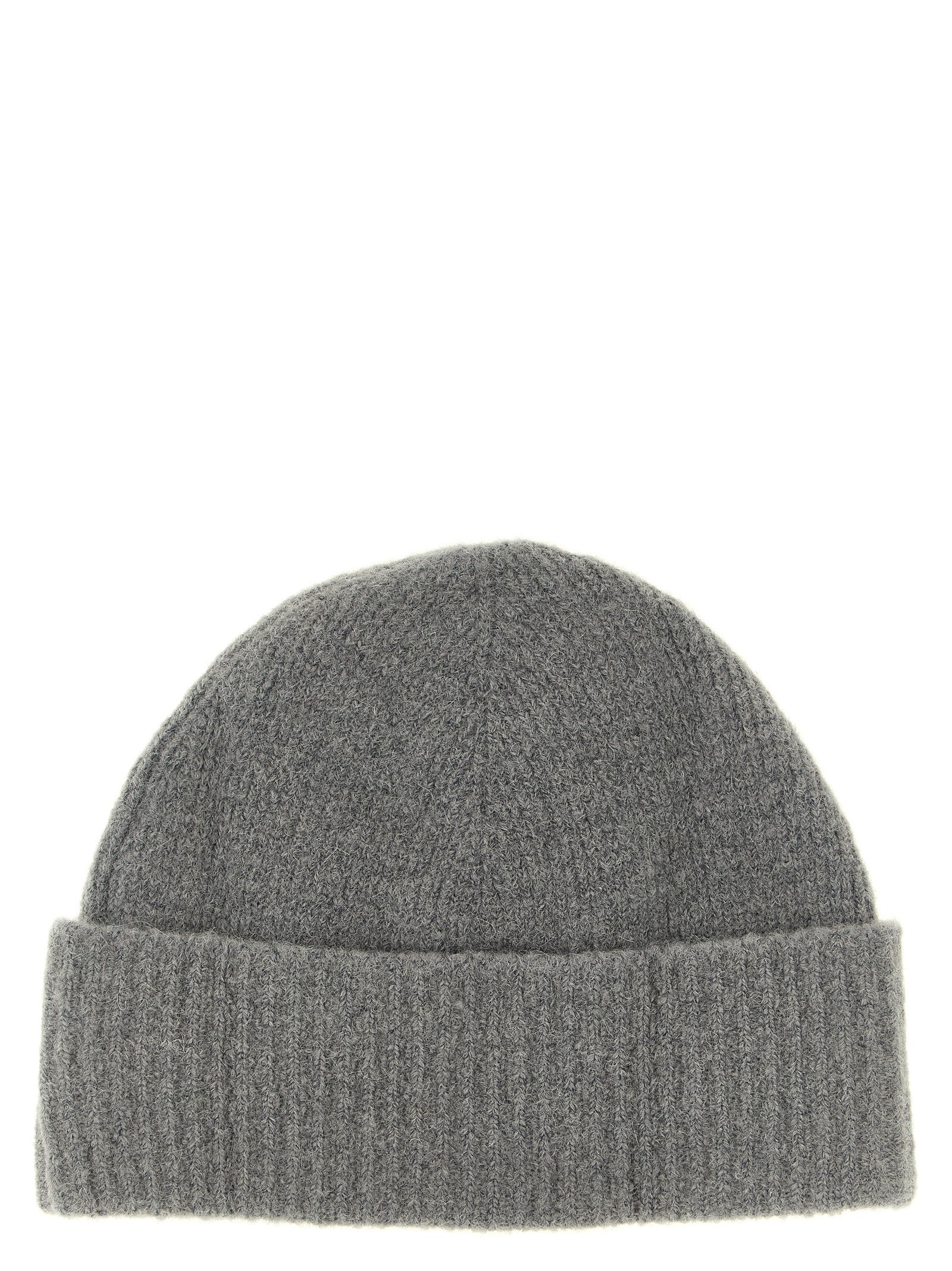 Gray Alpaca Leather Beanie
