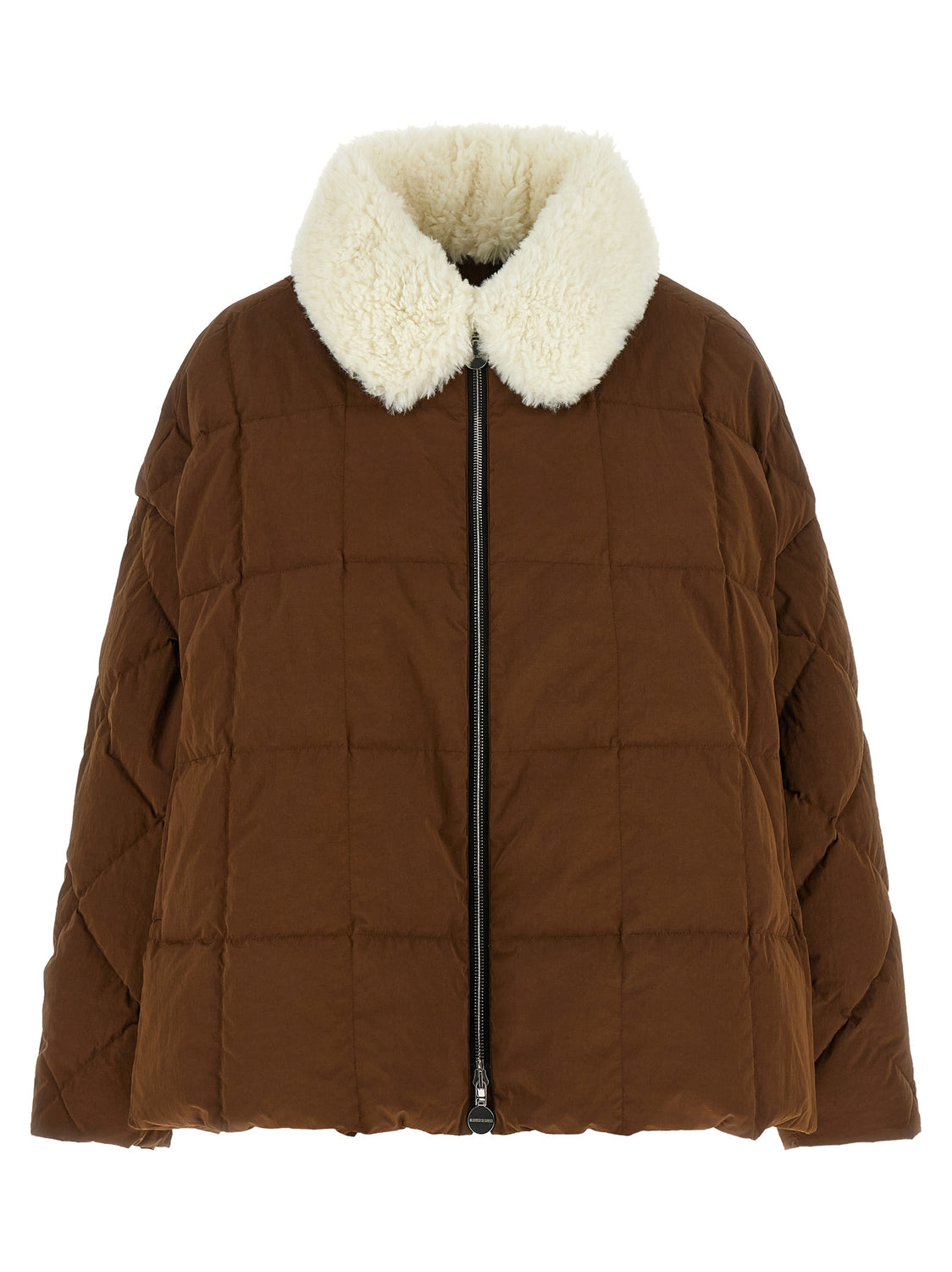 Brown Polyester Full-Length Jacket