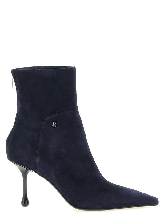 Blue Leather Ankle Boots