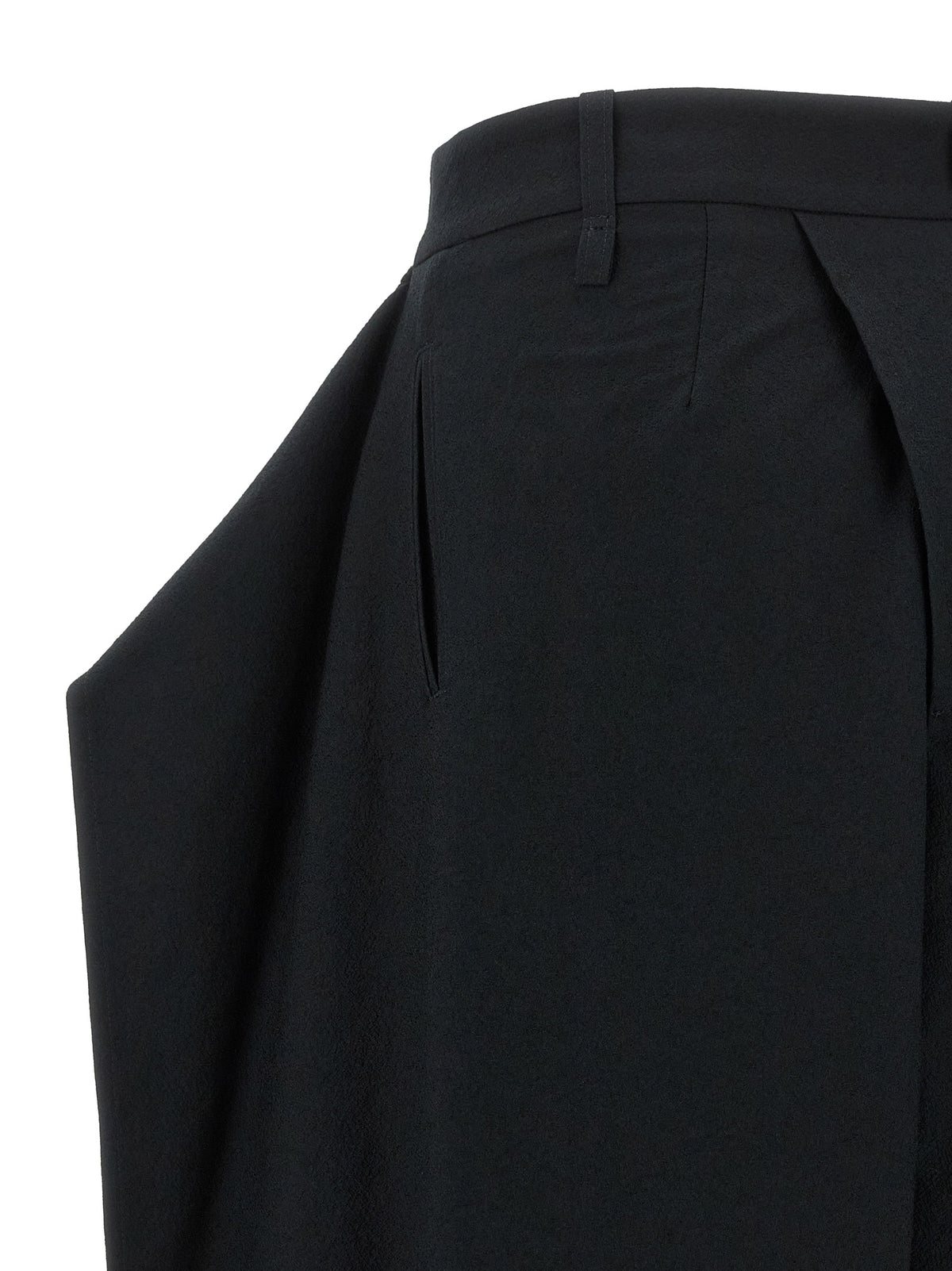 Black Polyester Casual Pants